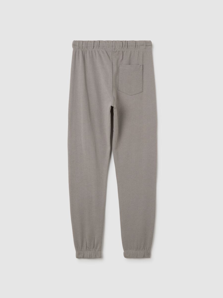 Jogger da ragazzo in puro cotone grigio regular fit_4
