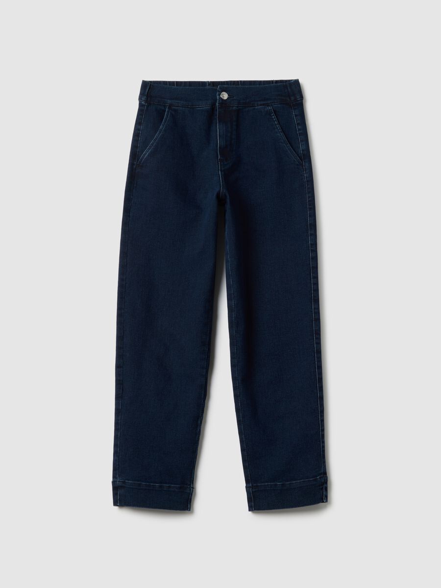 Slim fit blue cotton blend chino trousers_4