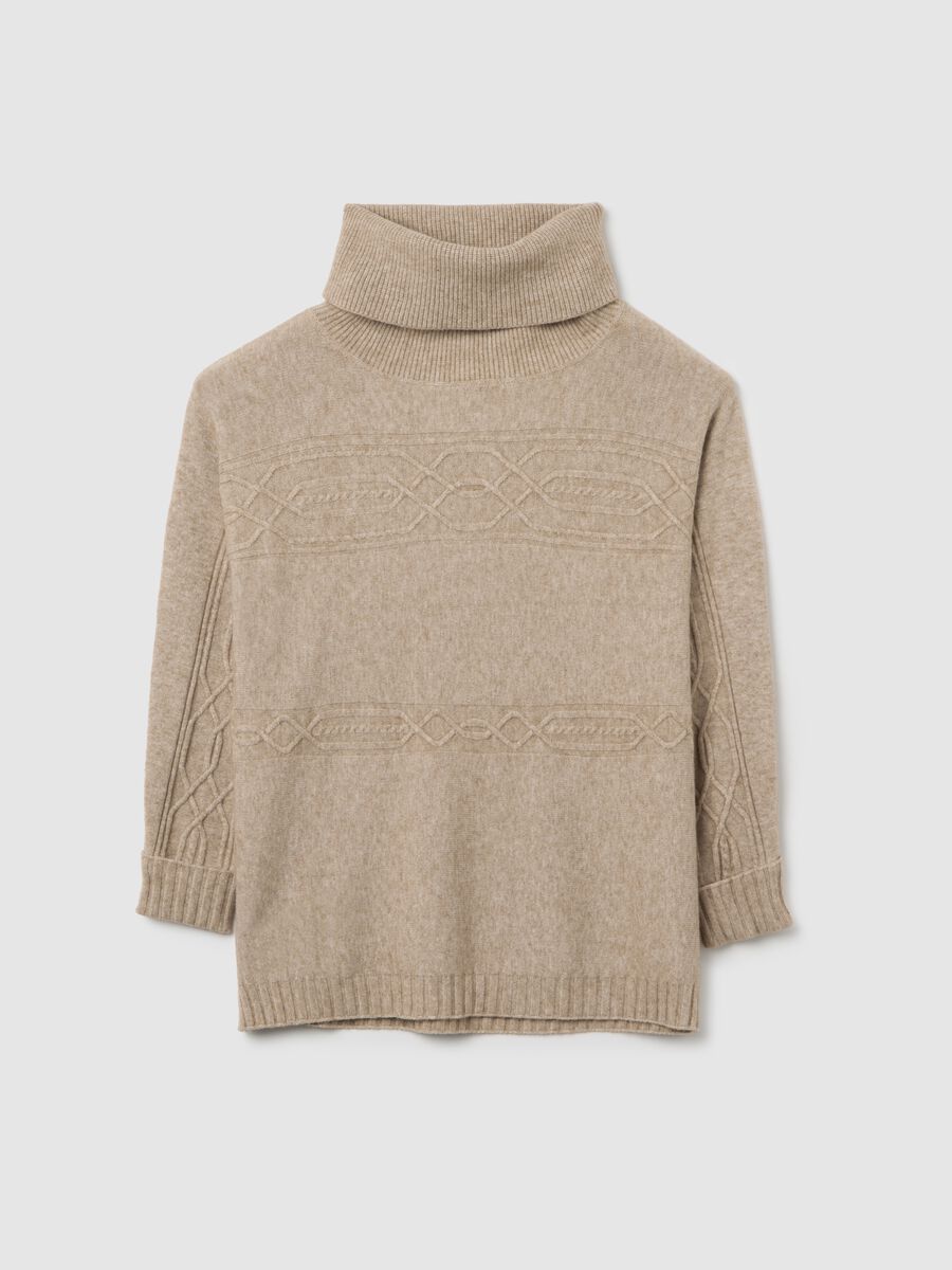 Beige regular fit jumper with high neck_4