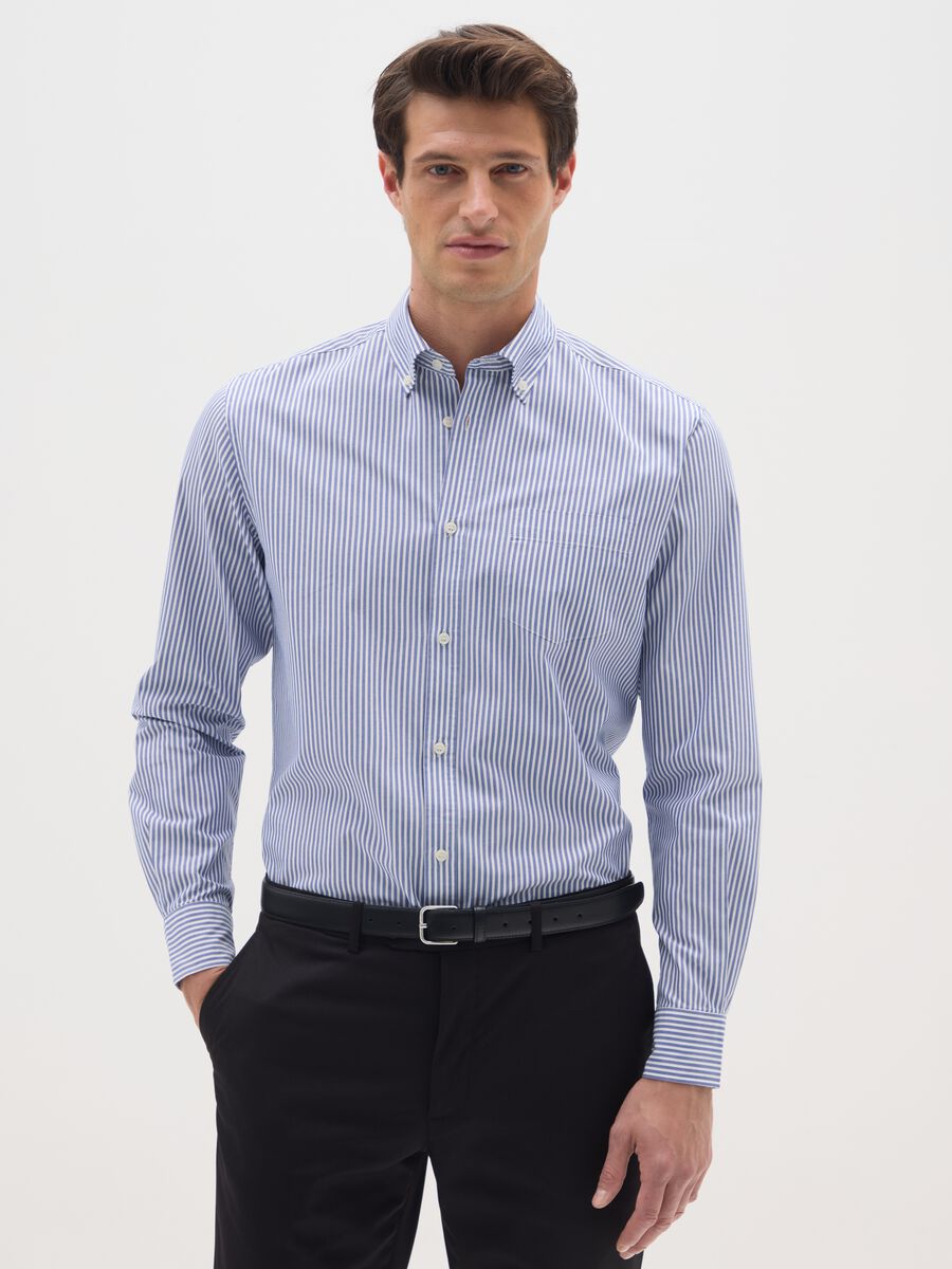 Multicolour cotton blend regular fit shirt_0