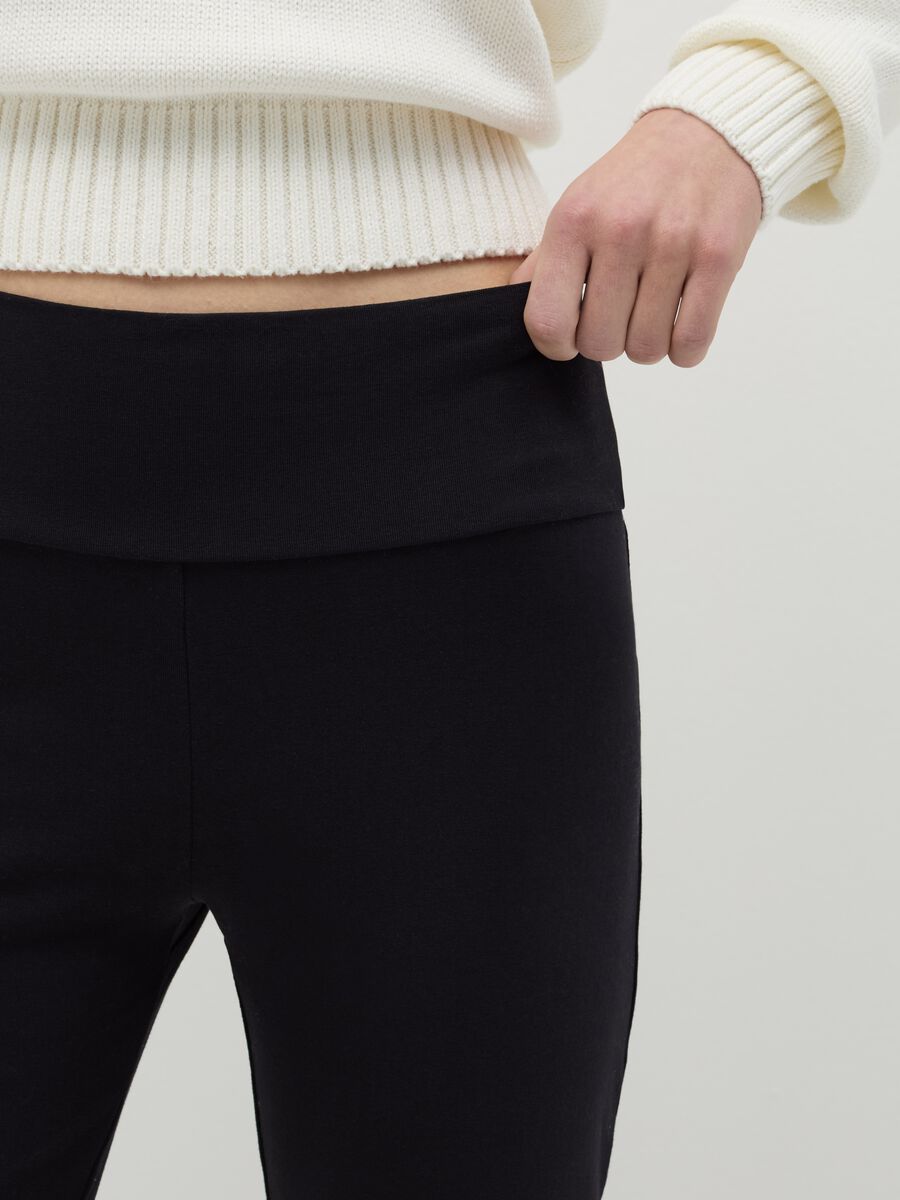Flare-fit leggings in stretch cotton_3