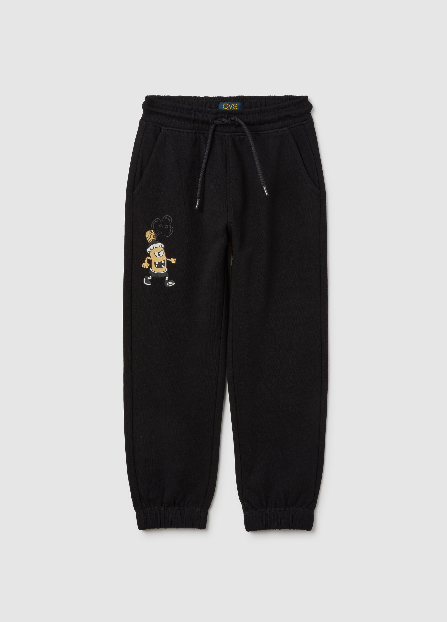 Kids' black pure cotton regular fit trousers