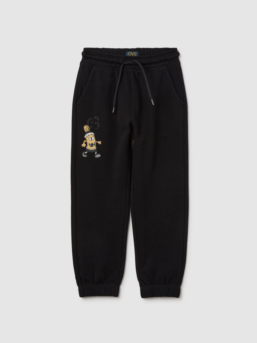 Kids' black pure cotton regular fit trousers_0