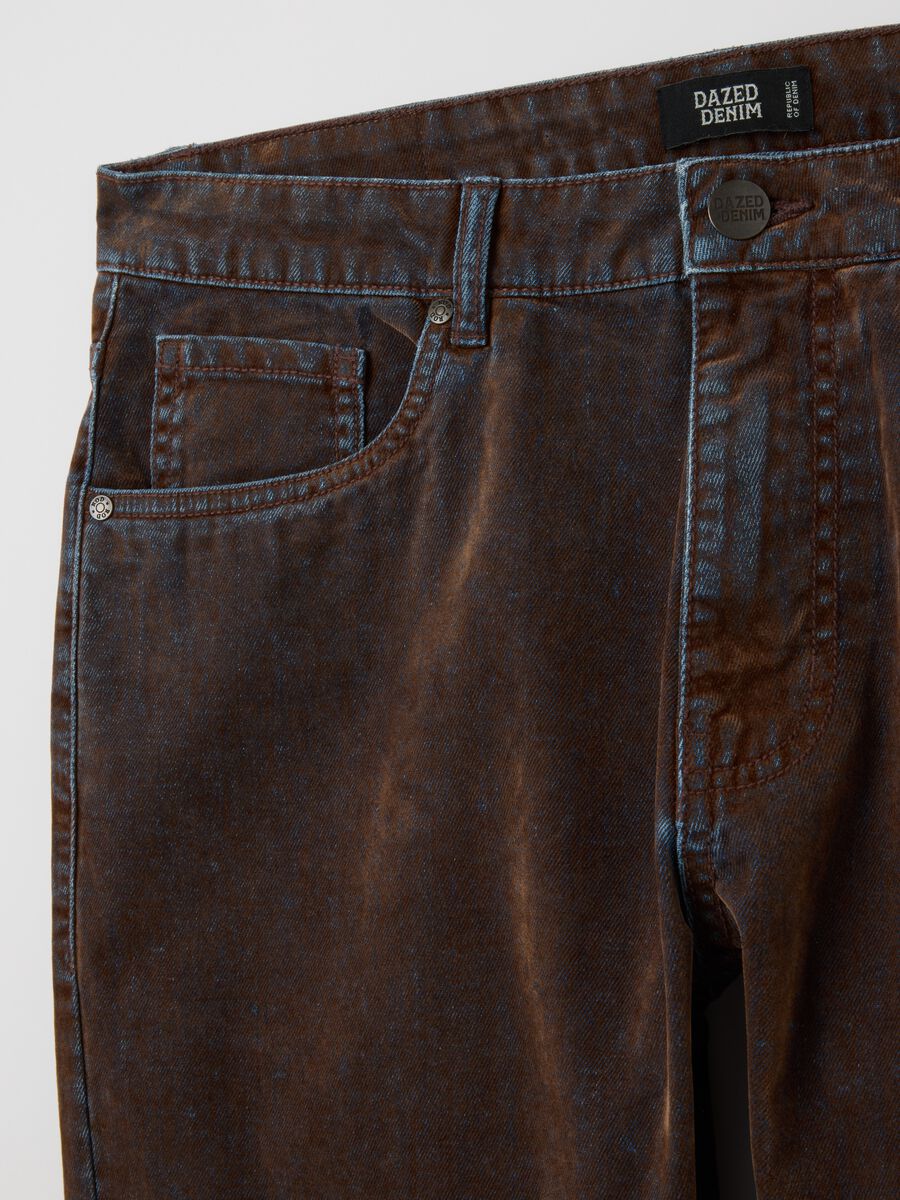 Brown pure cotton regular fit jeans_5