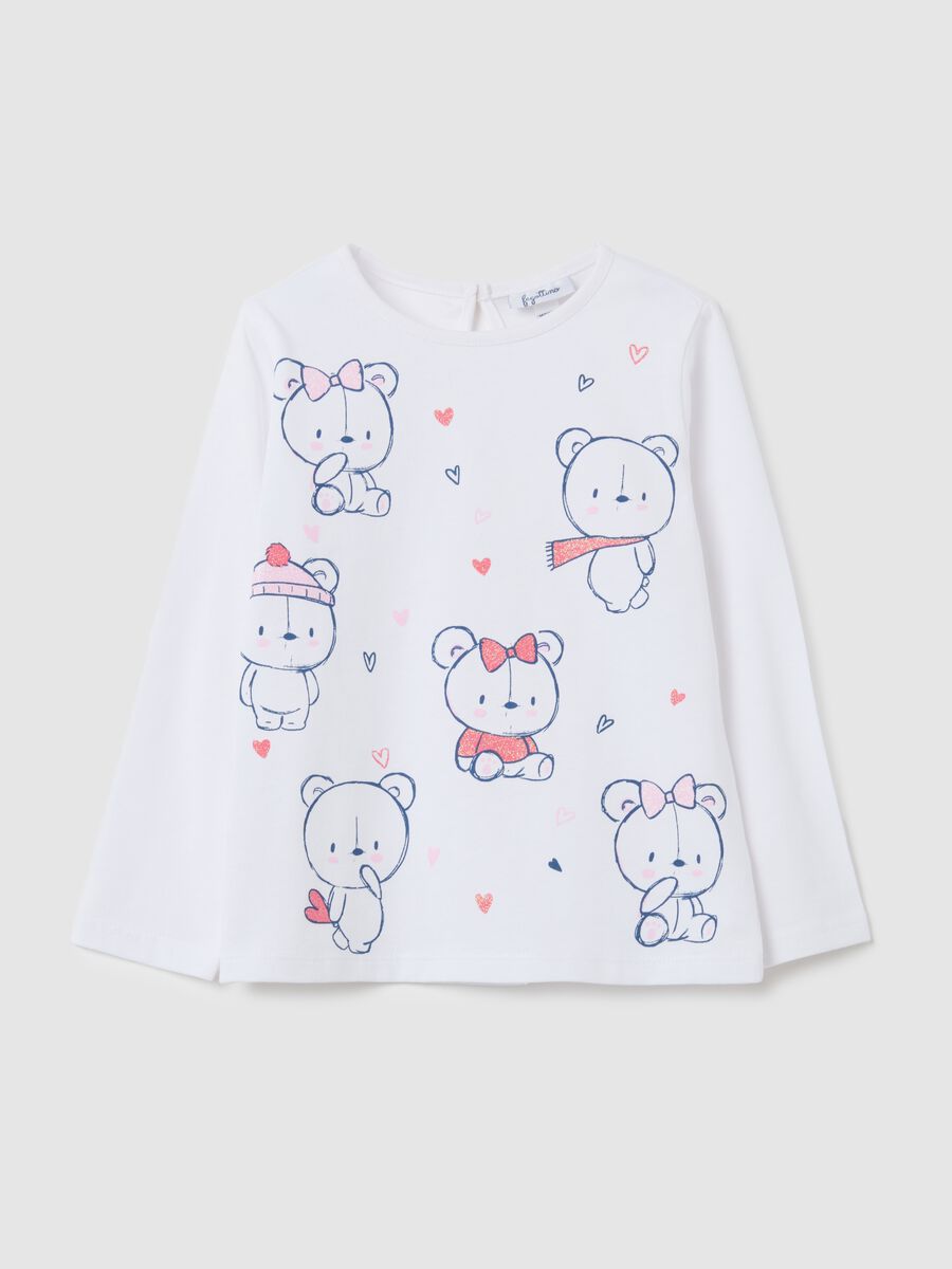 White cotton regular fit girl's top with print_0