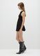 Black short sleeveless velour dress, regular fit_1