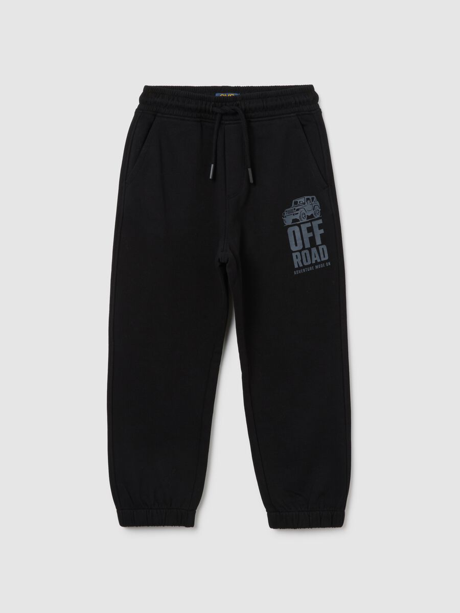 Children's black pure cotton regular fit trousers_0