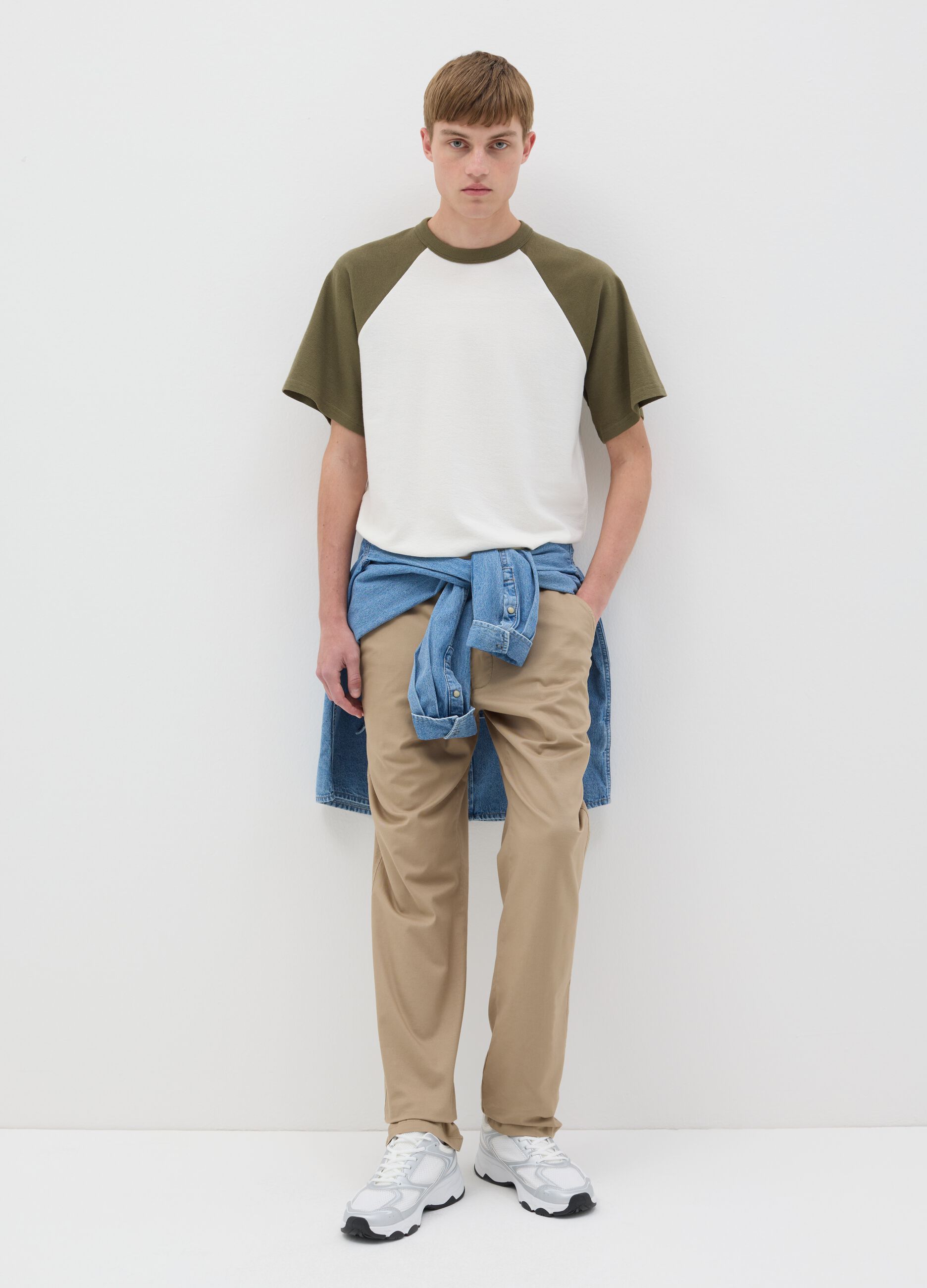 T-shirt in two-tone cotton
