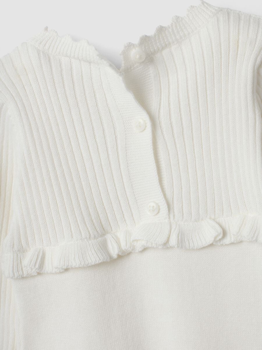 White organic cotton baby sleepsuit with feet_3