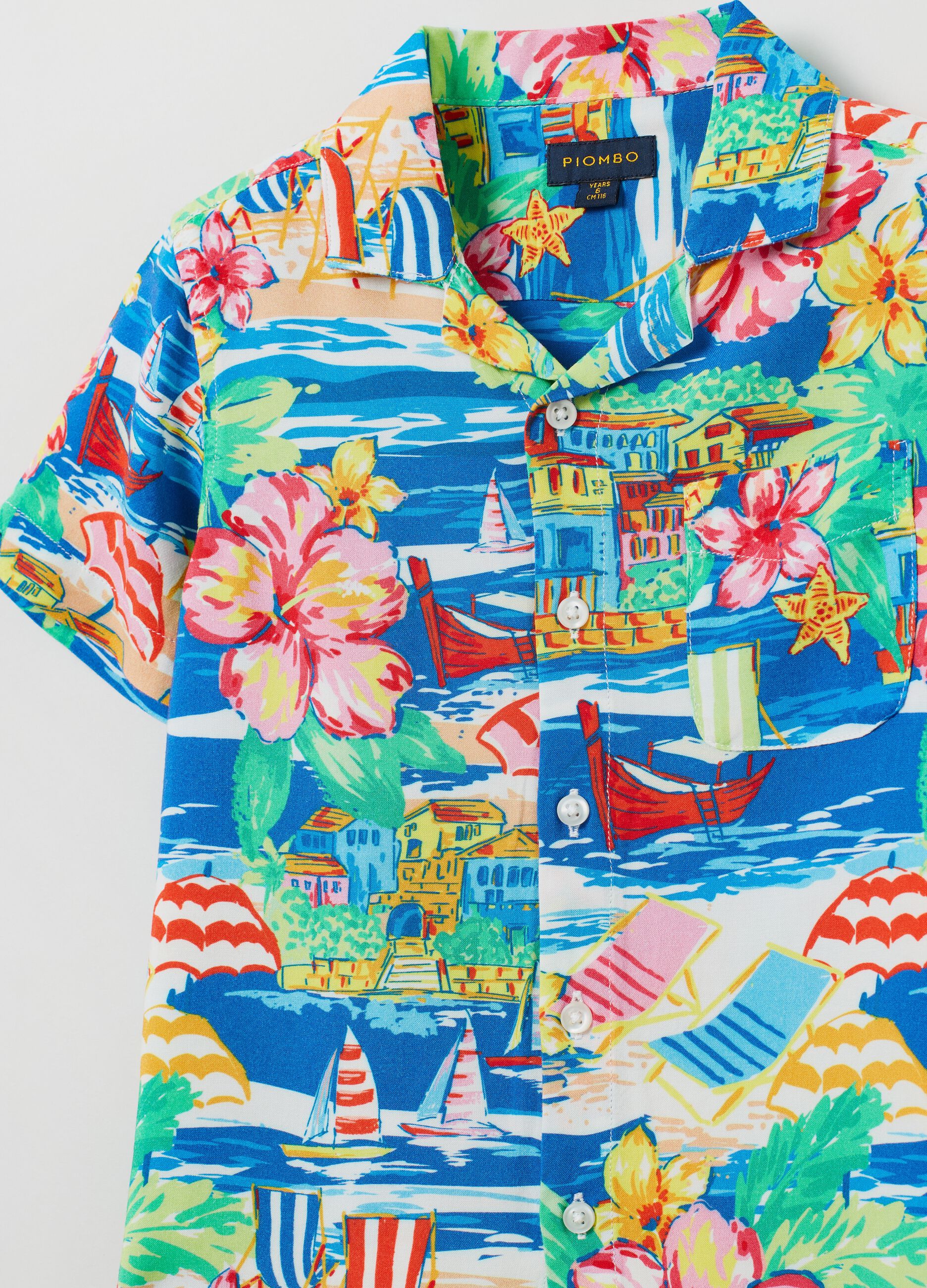 Shirt with Hawaiian print