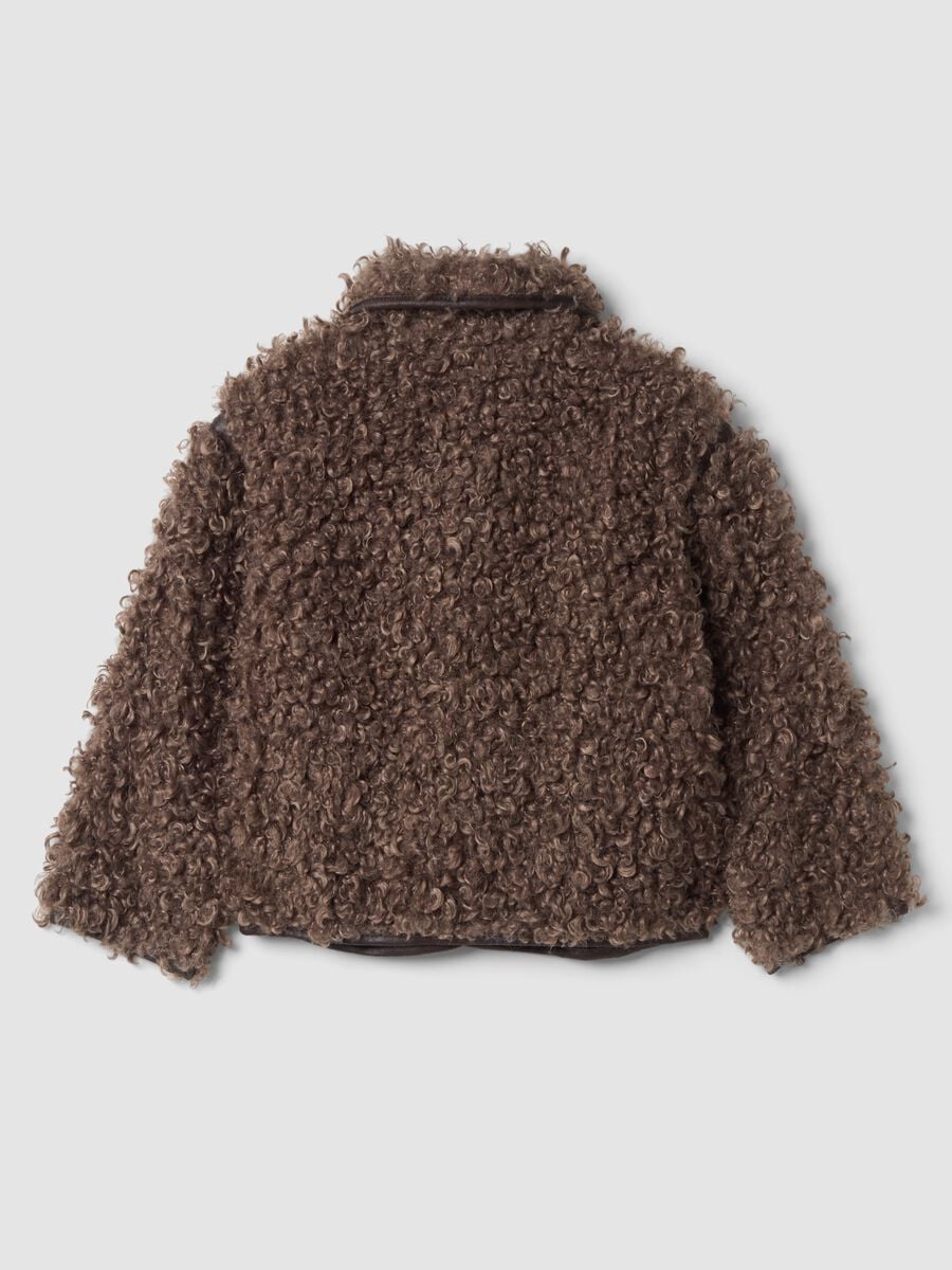 Giacca grigia effetto peluche con bottoni_1