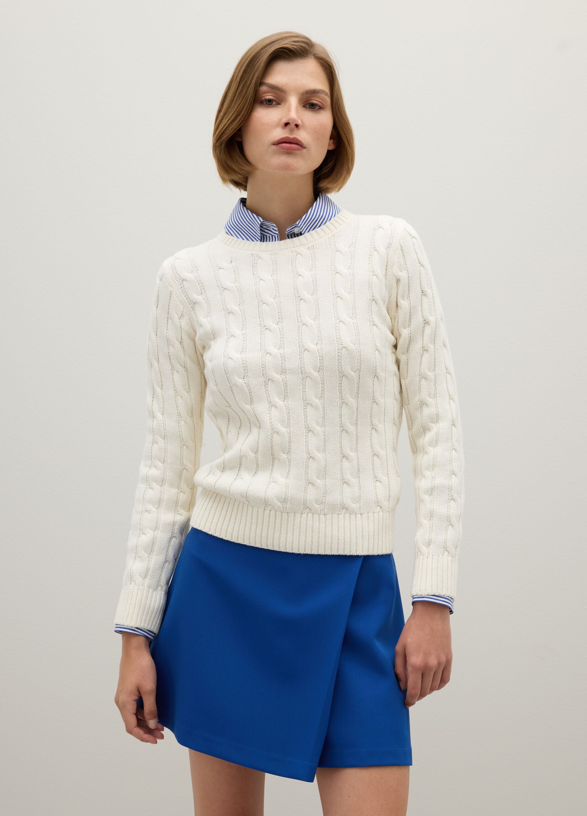 Beige pure cotton sweater regular fit