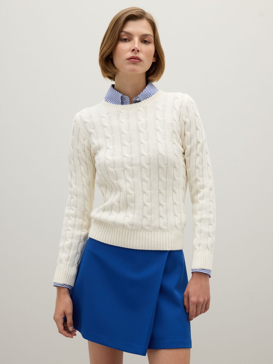 Maglione in puro cotone beige regular fit_0