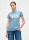 Blue short-sleeved cotton T-shirt_0