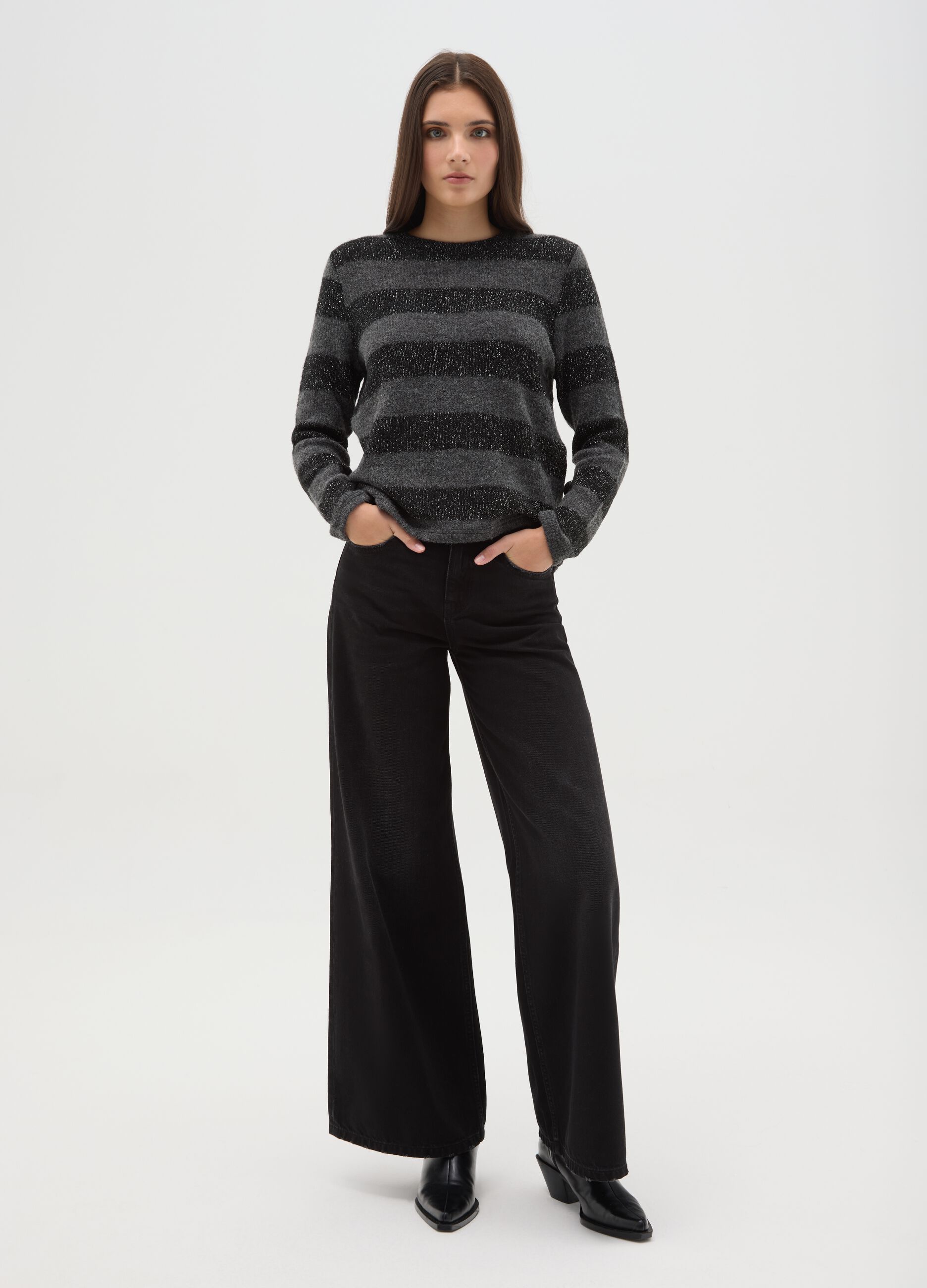 Multicolour striped long sleeve top regular fit