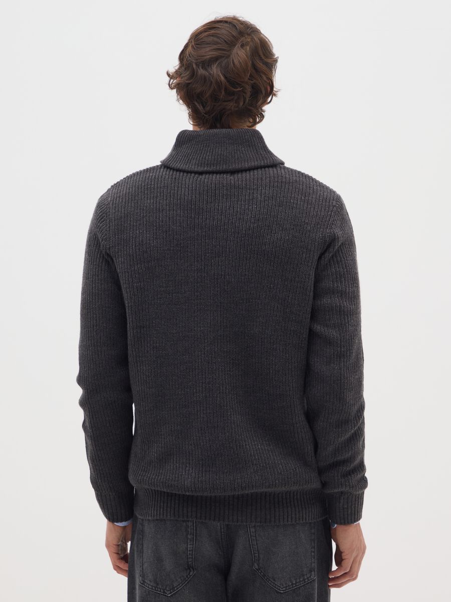 Grey Shawl Collar Sweater Regular Fit_2