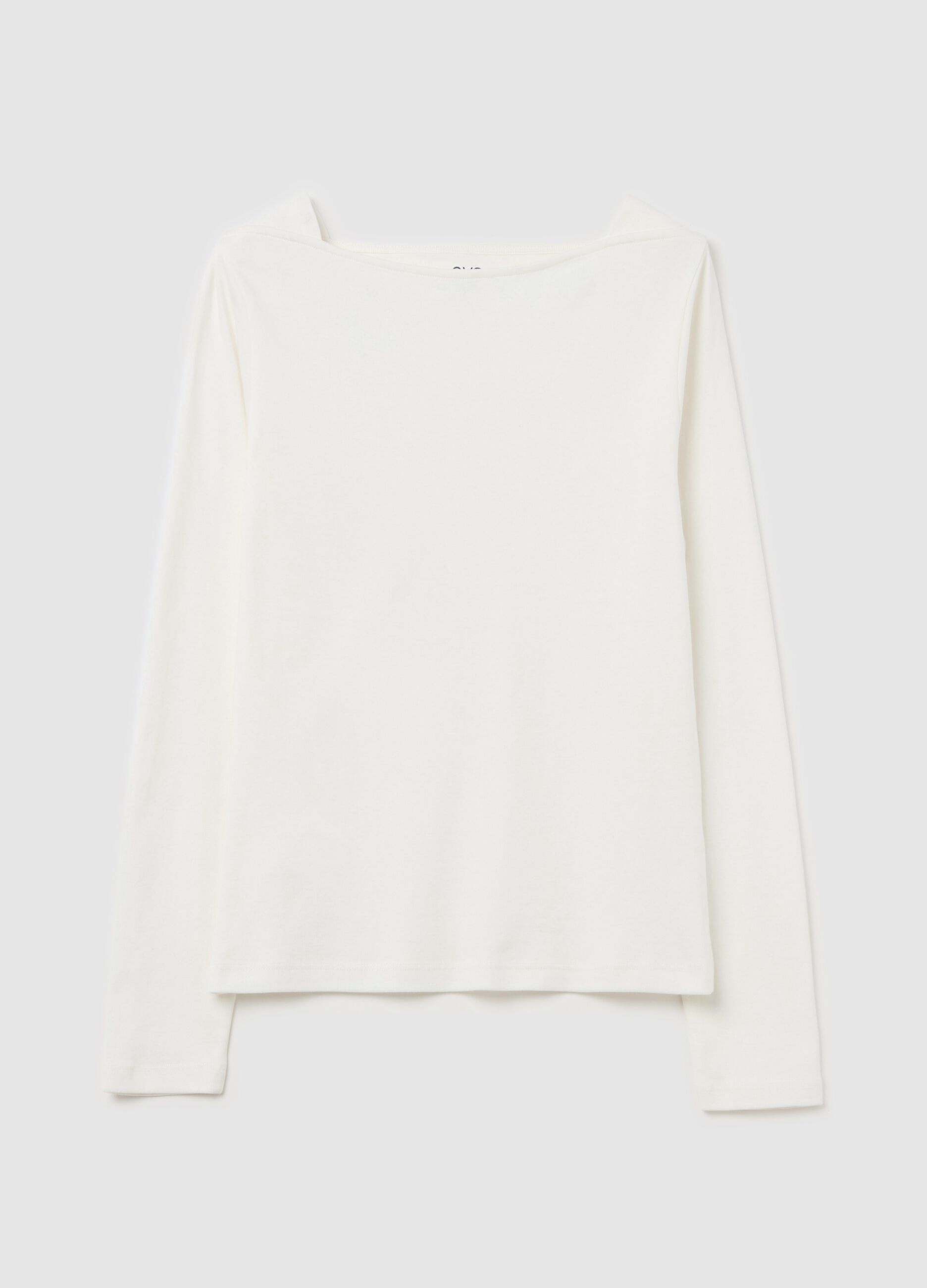 T-shirt a maniche lunghe scollo a barchetta