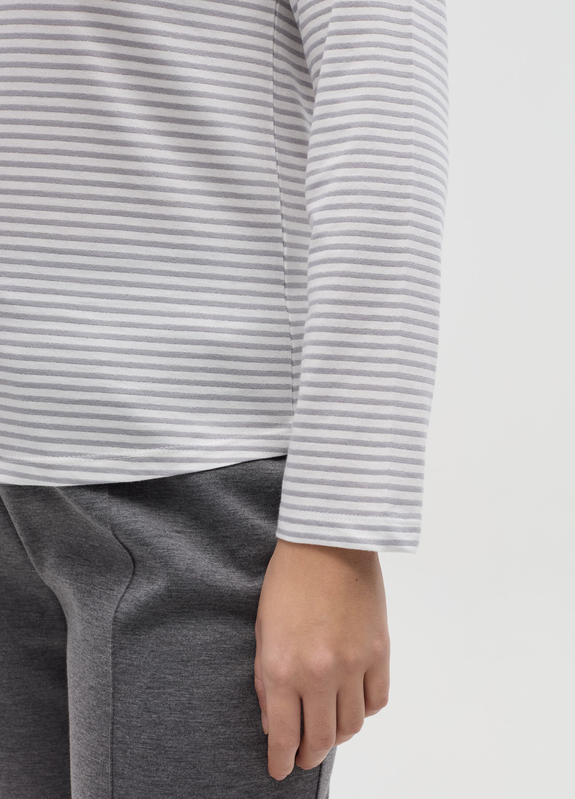 Curvy T-shirt in striped lurex