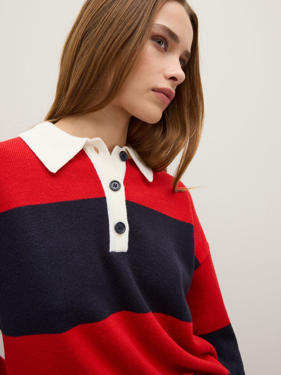 Blue and red striped oversized sweater_3