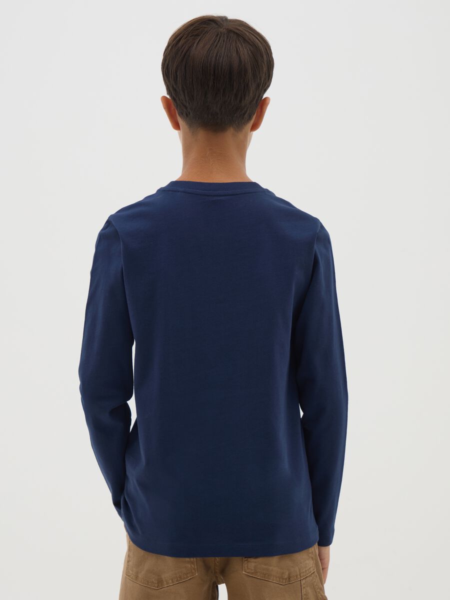 Boys' blue pure cotton regular fit T-shirt_1
