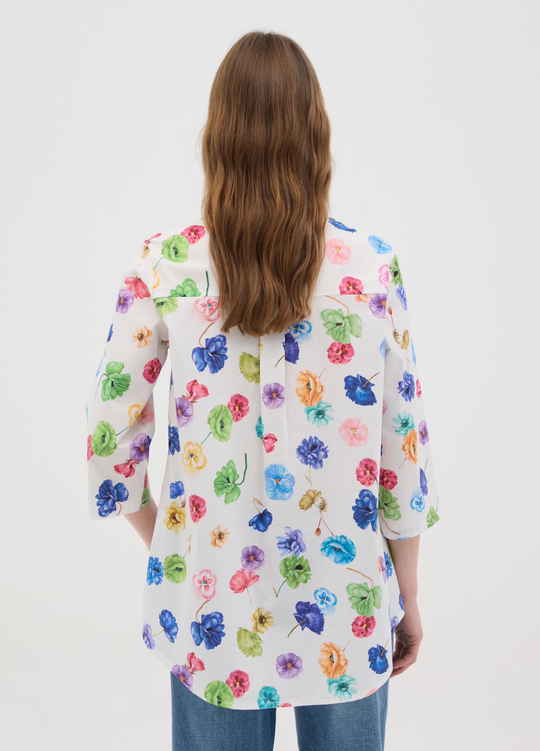 Women's Multicolour Stretch Cotton Blouse Regular Fit