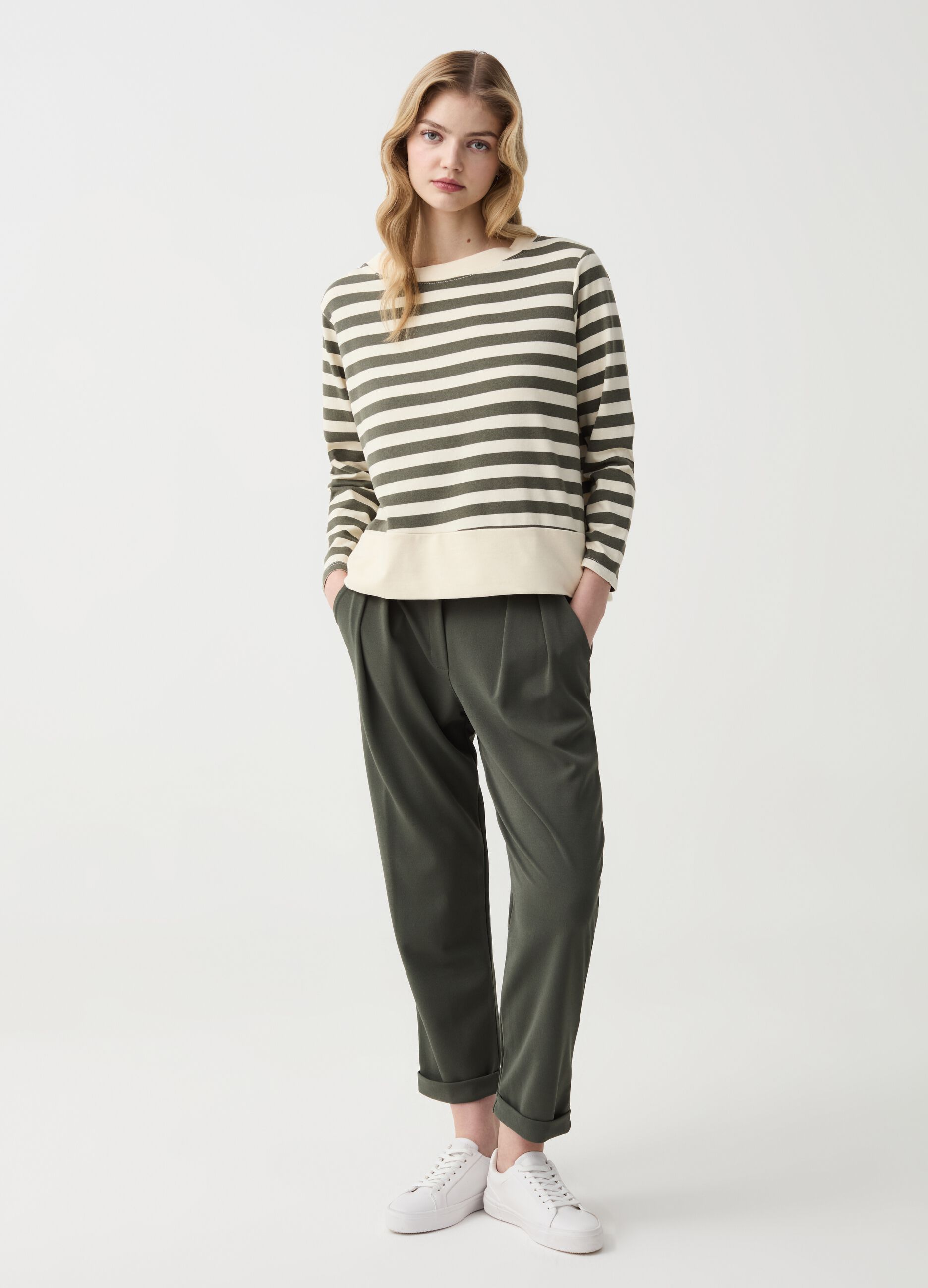 Ovs Joggers crop con pinces e risvolti
