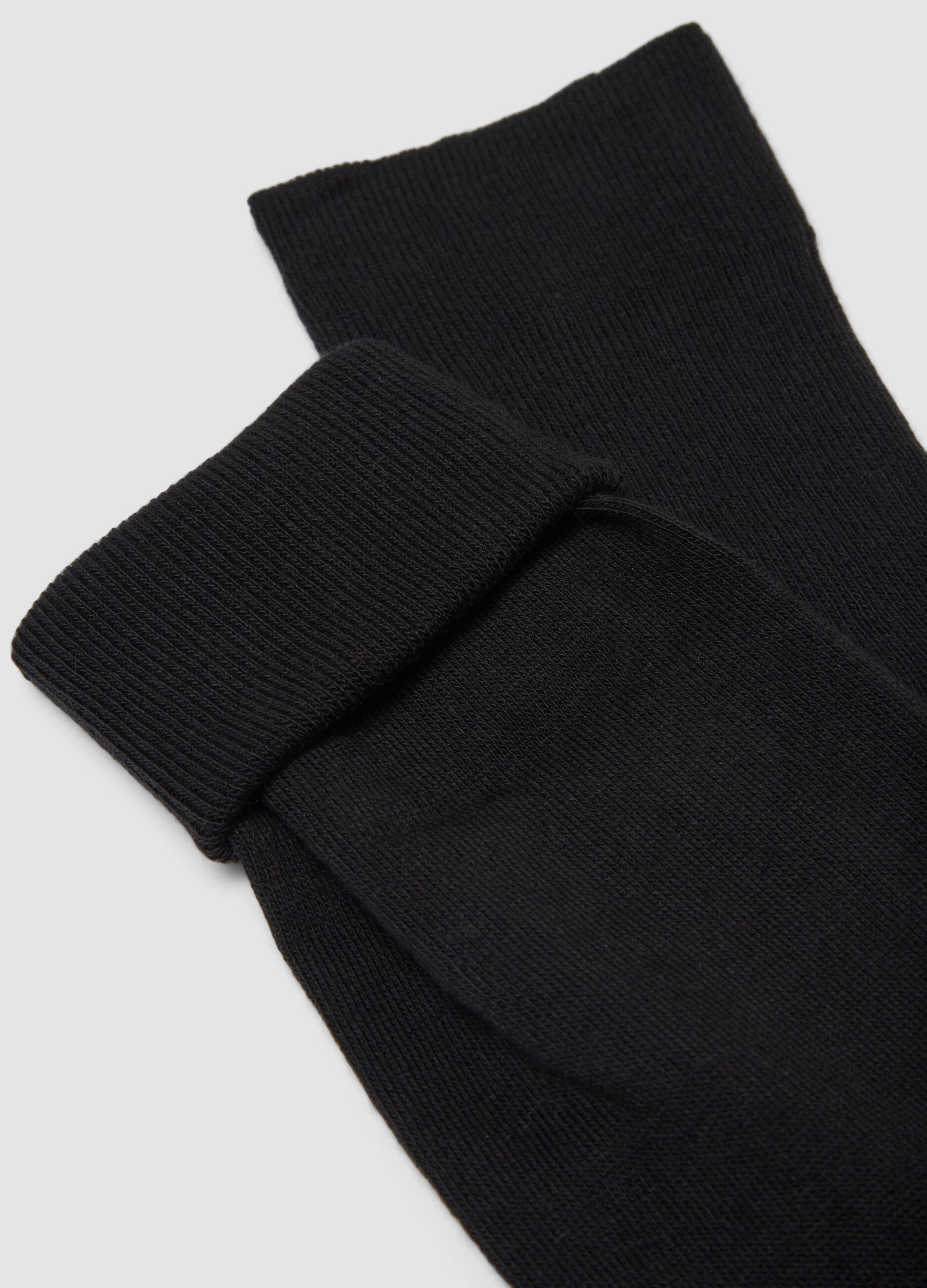 Two-pack of black long cotton and cashmere blend socks