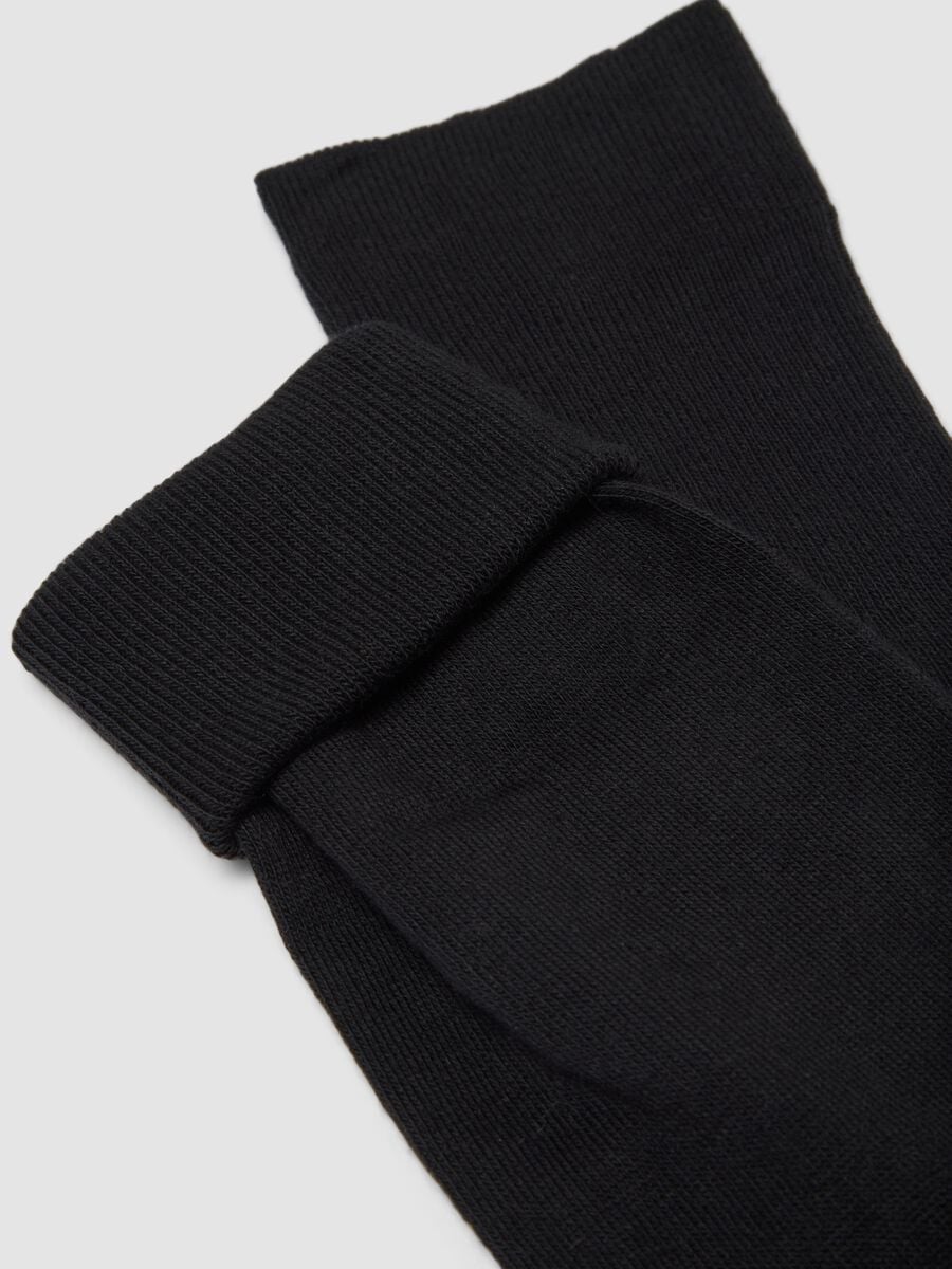 Two-pack of black long cotton and cashmere blend socks_2