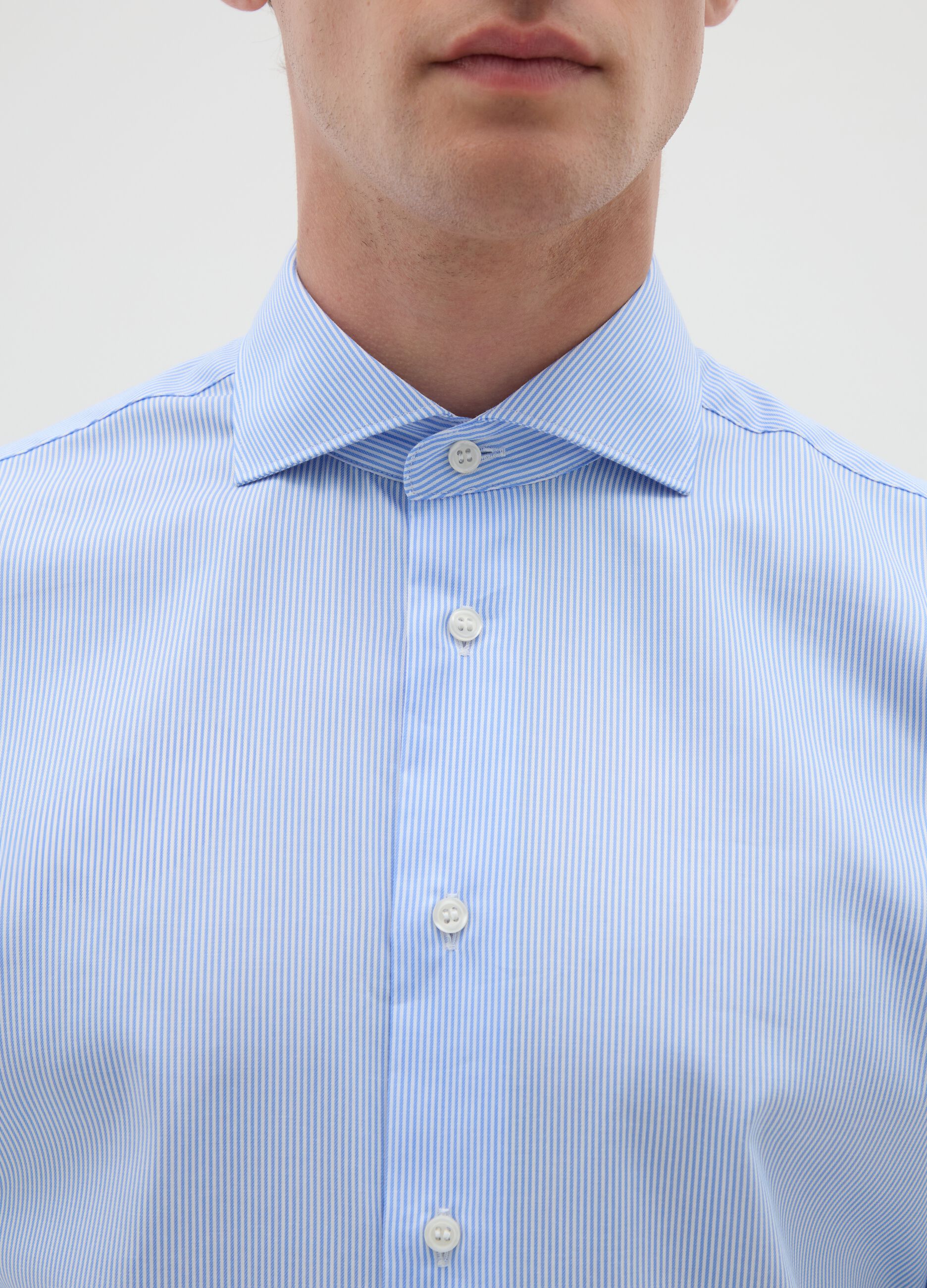 Men's pure cotton easy iron blue shirt