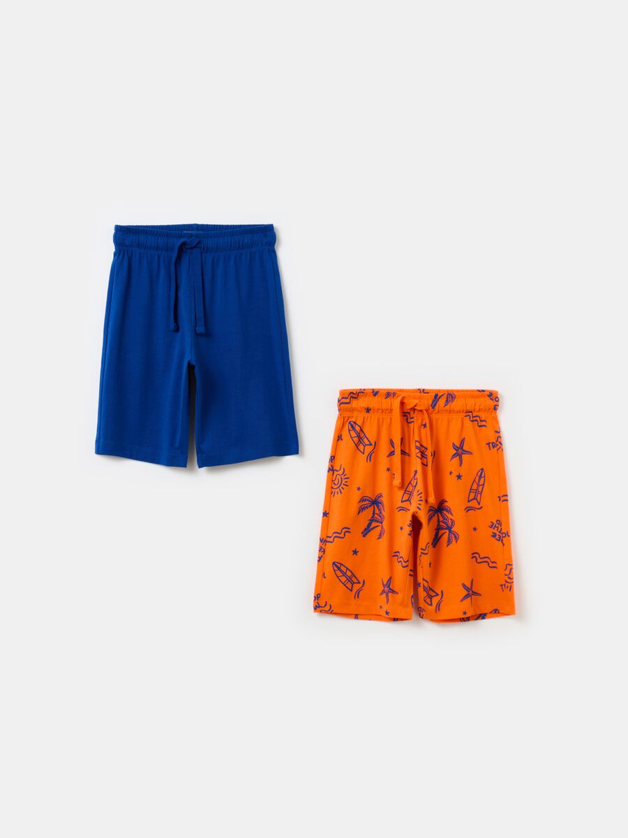 Two-pack Bermuda shorts with drawstring and print_0