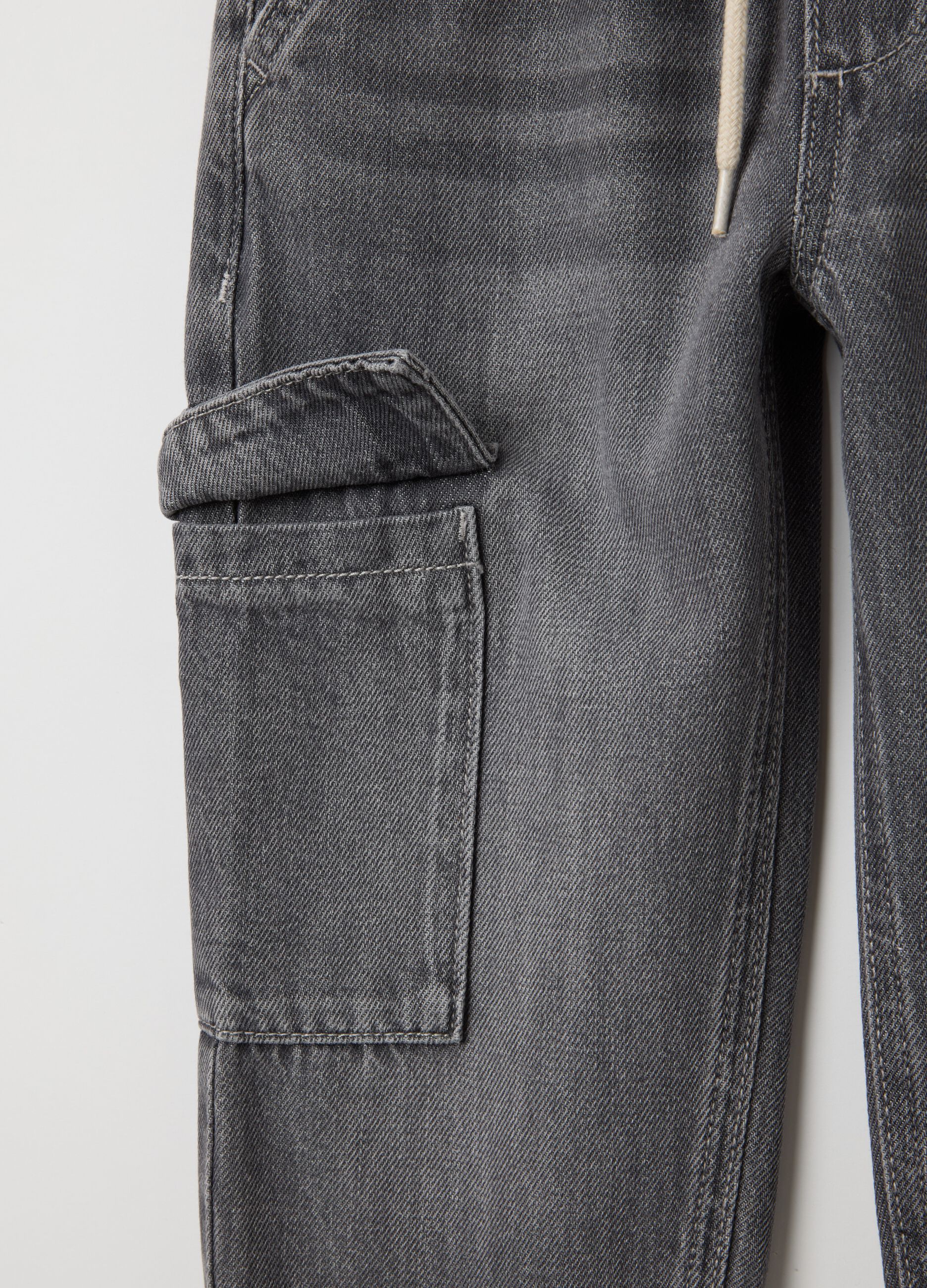 Grey children's cotton blend trousers