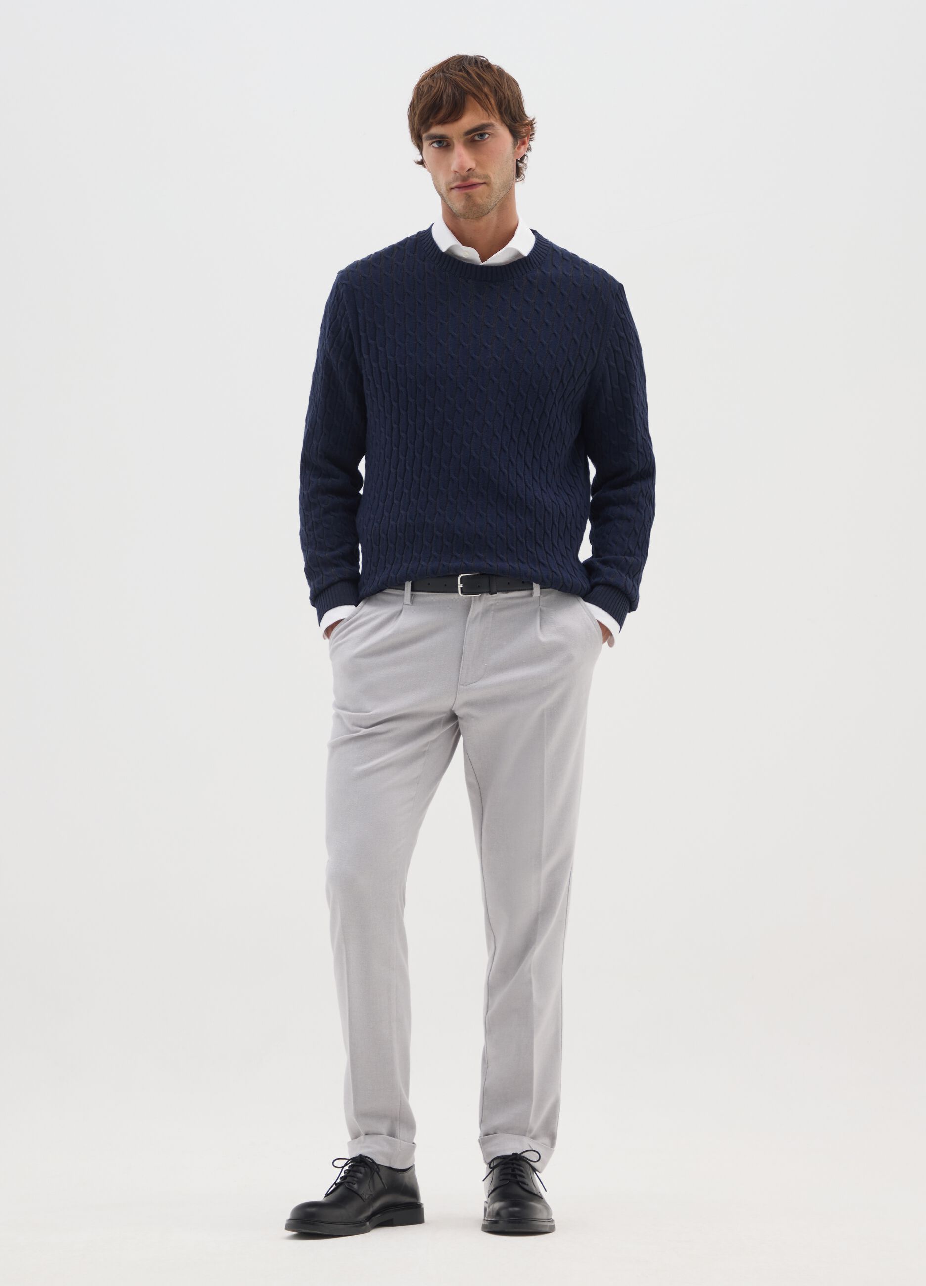 Grey Comfort Fit Chino Trousers