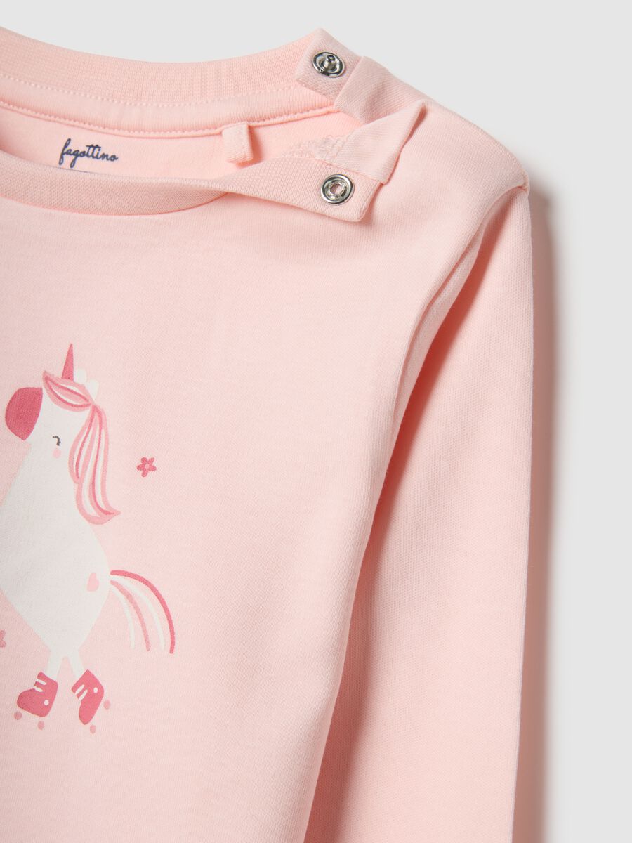 Baby girl's long pink pyjamas in pure cotton with unicorns, regular fit_2