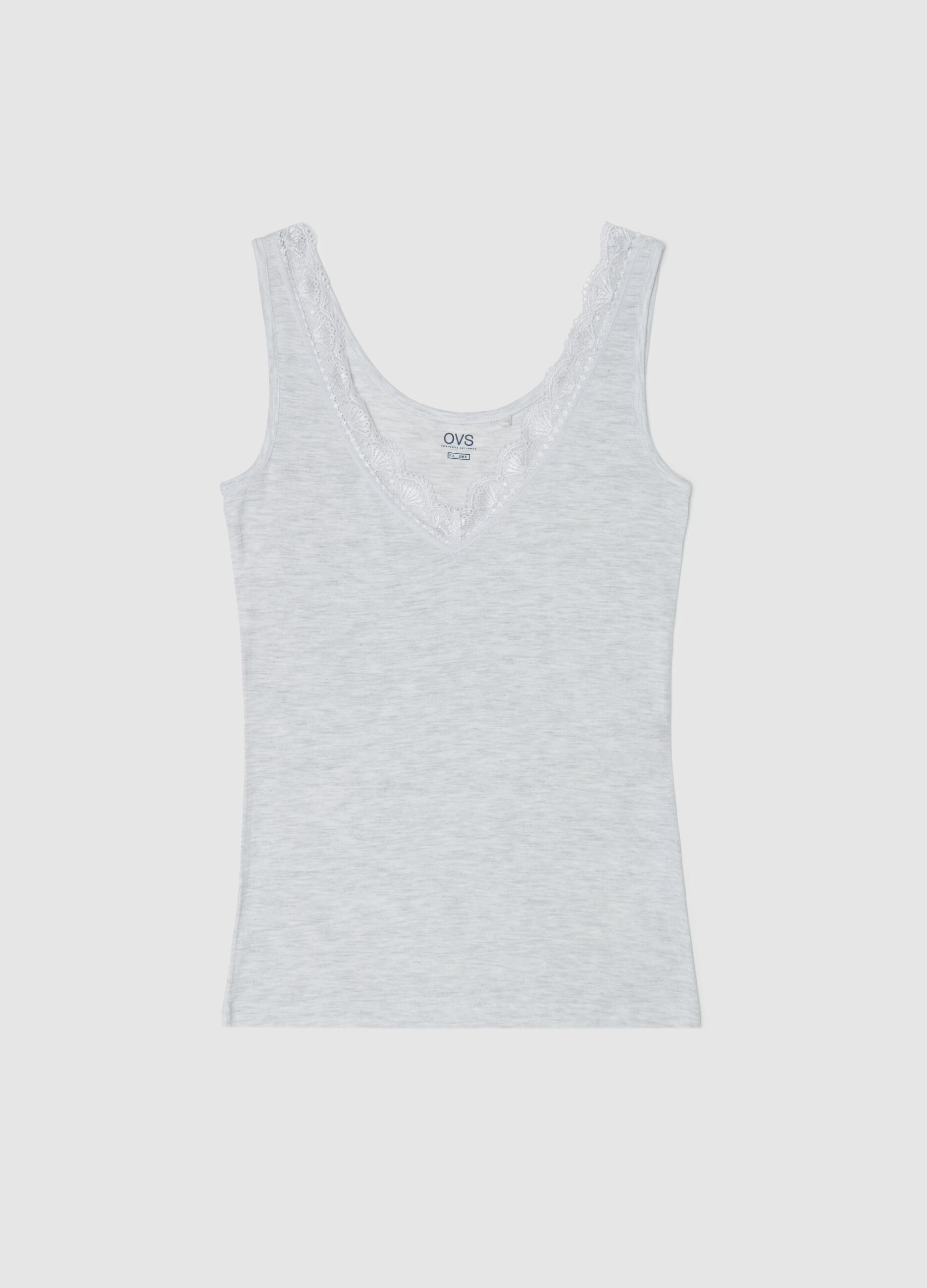 Vest with V neck and lace