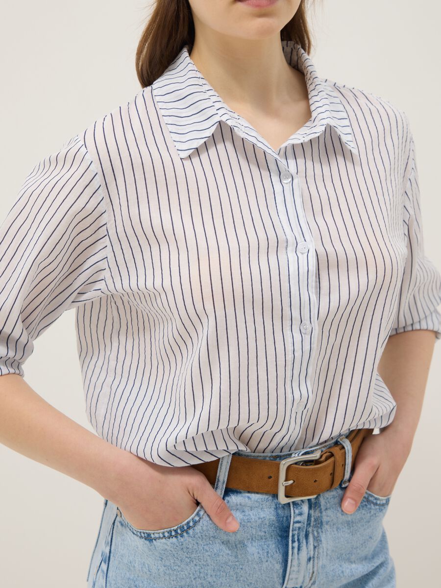 White striped pure cotton regular-fit shirt_3