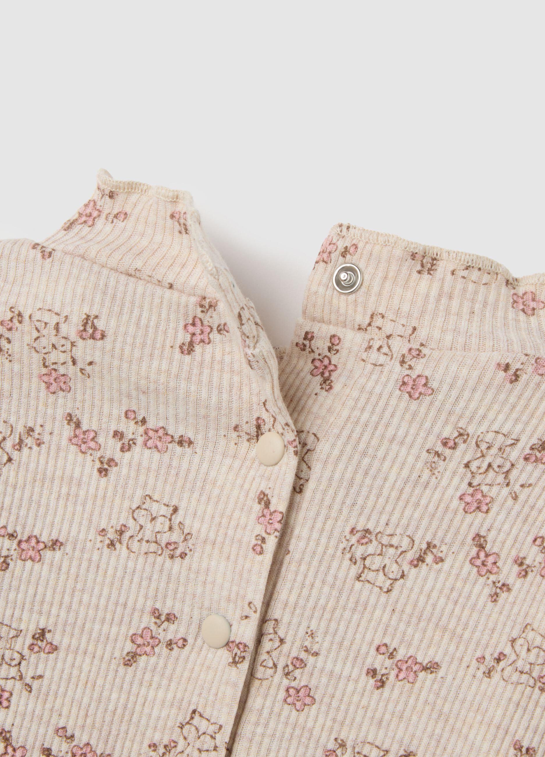 Body da neonata in puro cotone beige a fiori