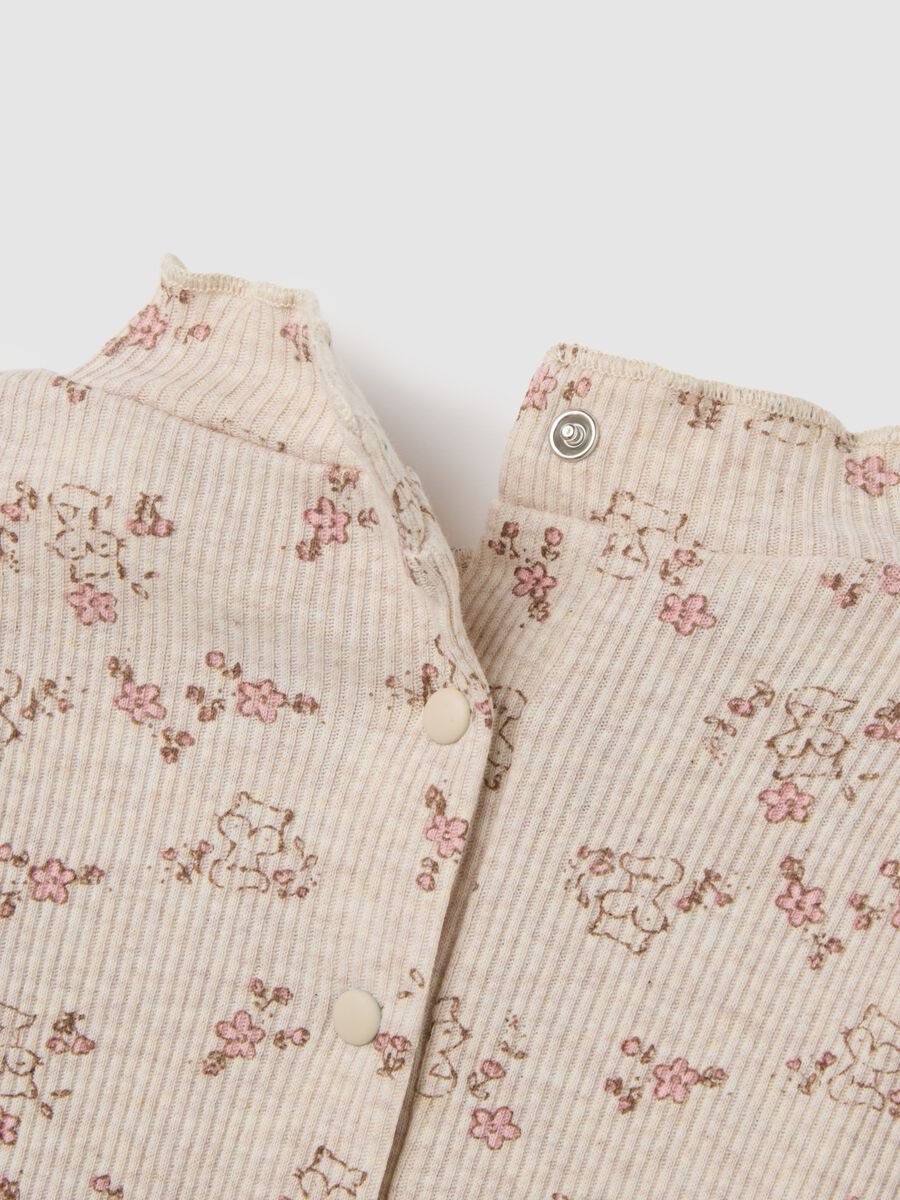 Body da neonata in puro cotone beige a fiori_3