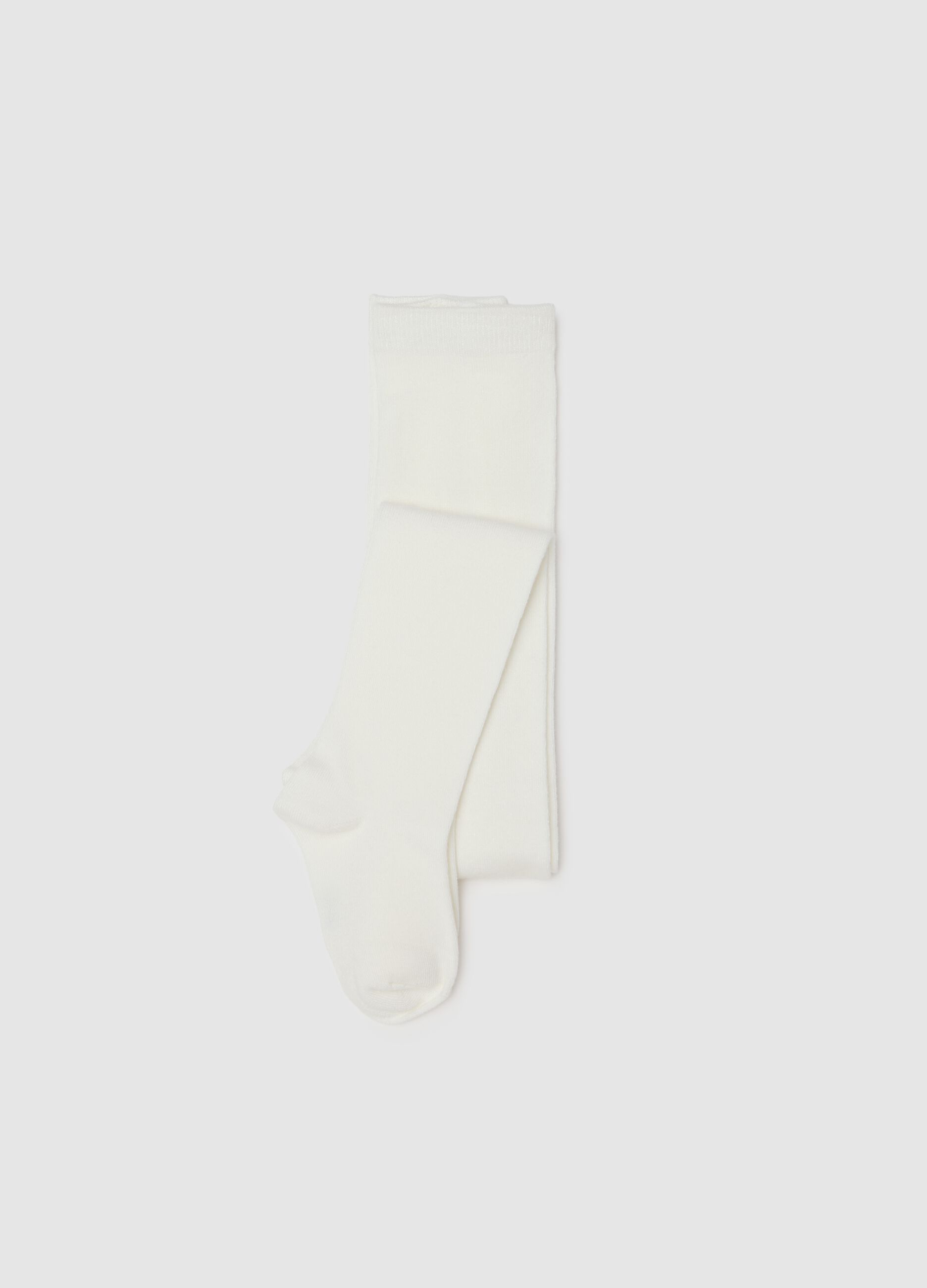 Girls' white stretch tights