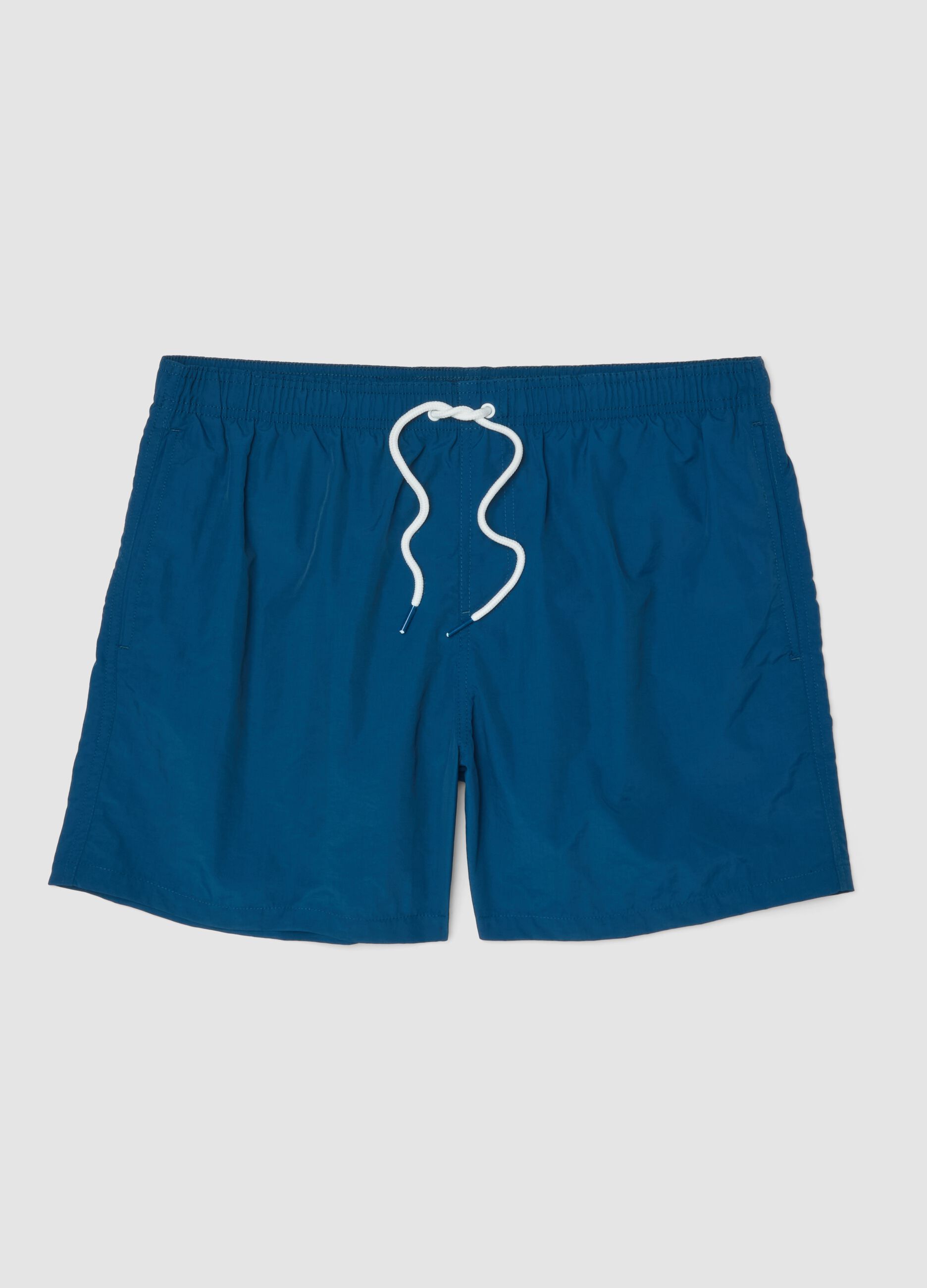 Blue regular-fit swim shorts with drawstring