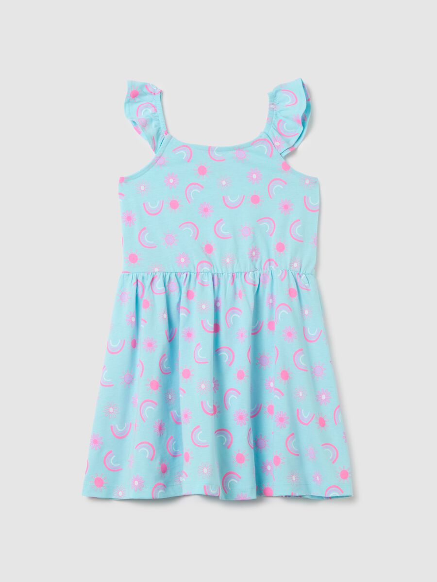 Vestito da bambina in puro cotone multicolor con fantasia_0