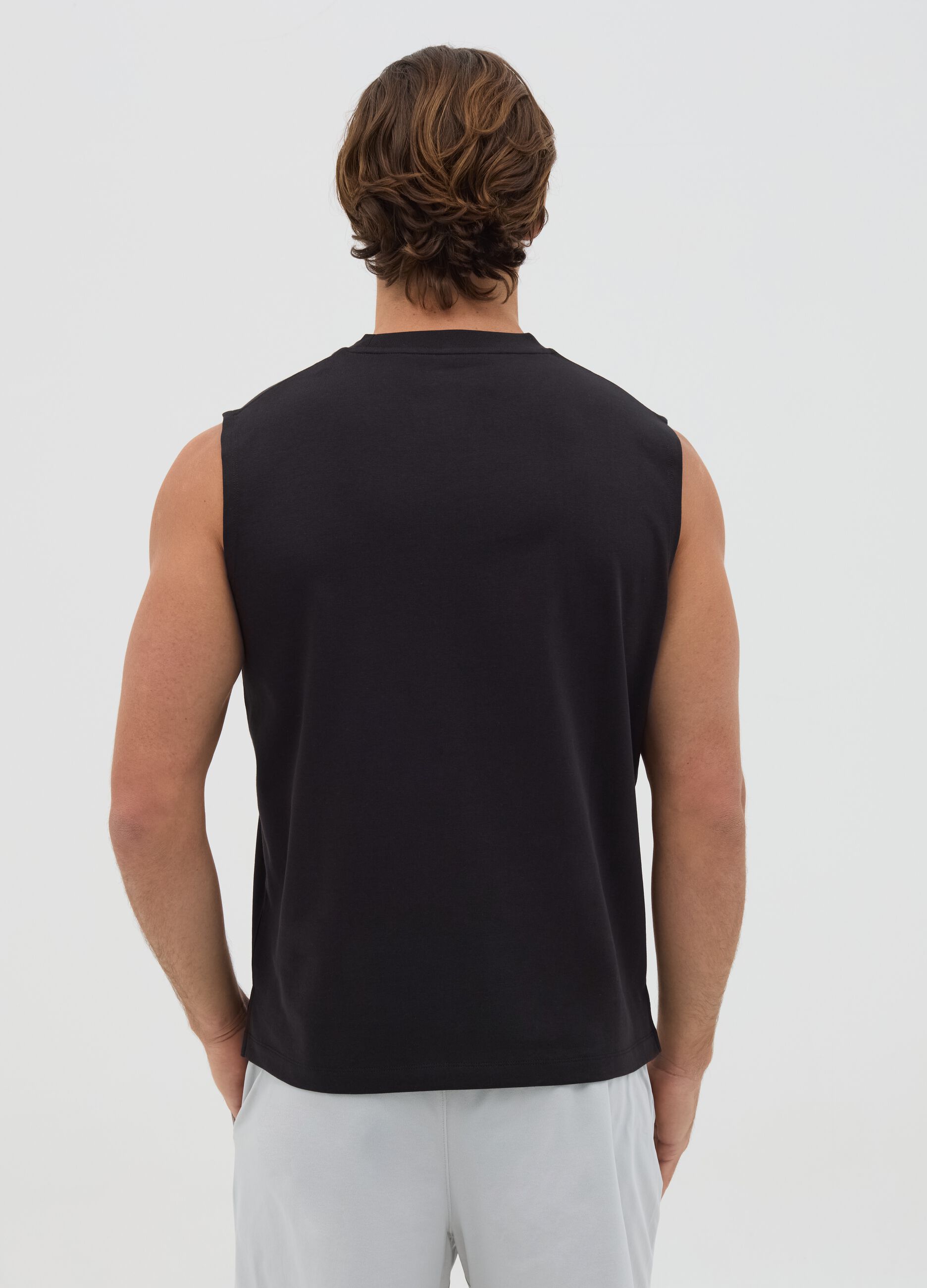 Canotta da uomo in misto nero relaxed fit