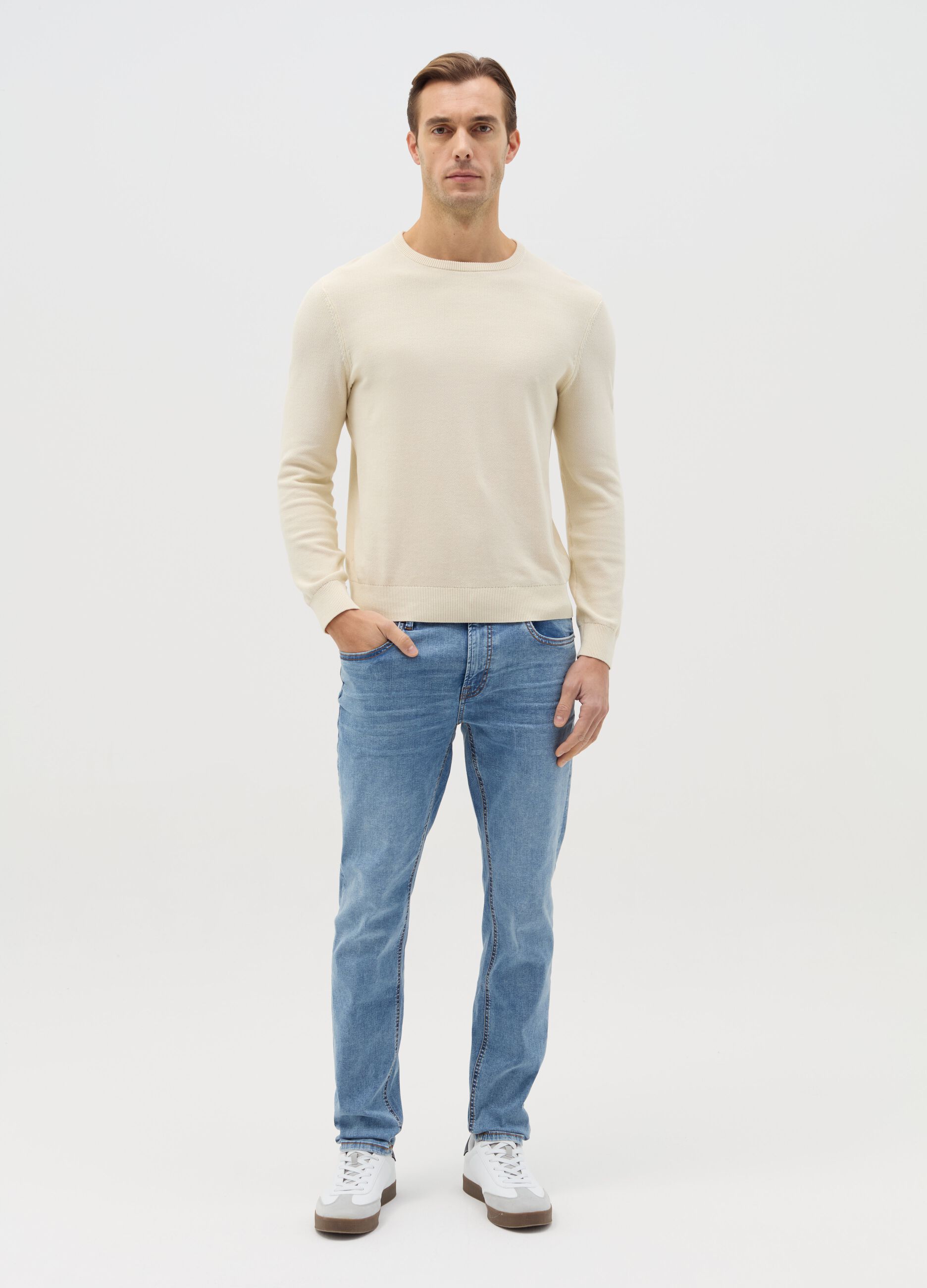 Skinny-fit jeans with acid wash