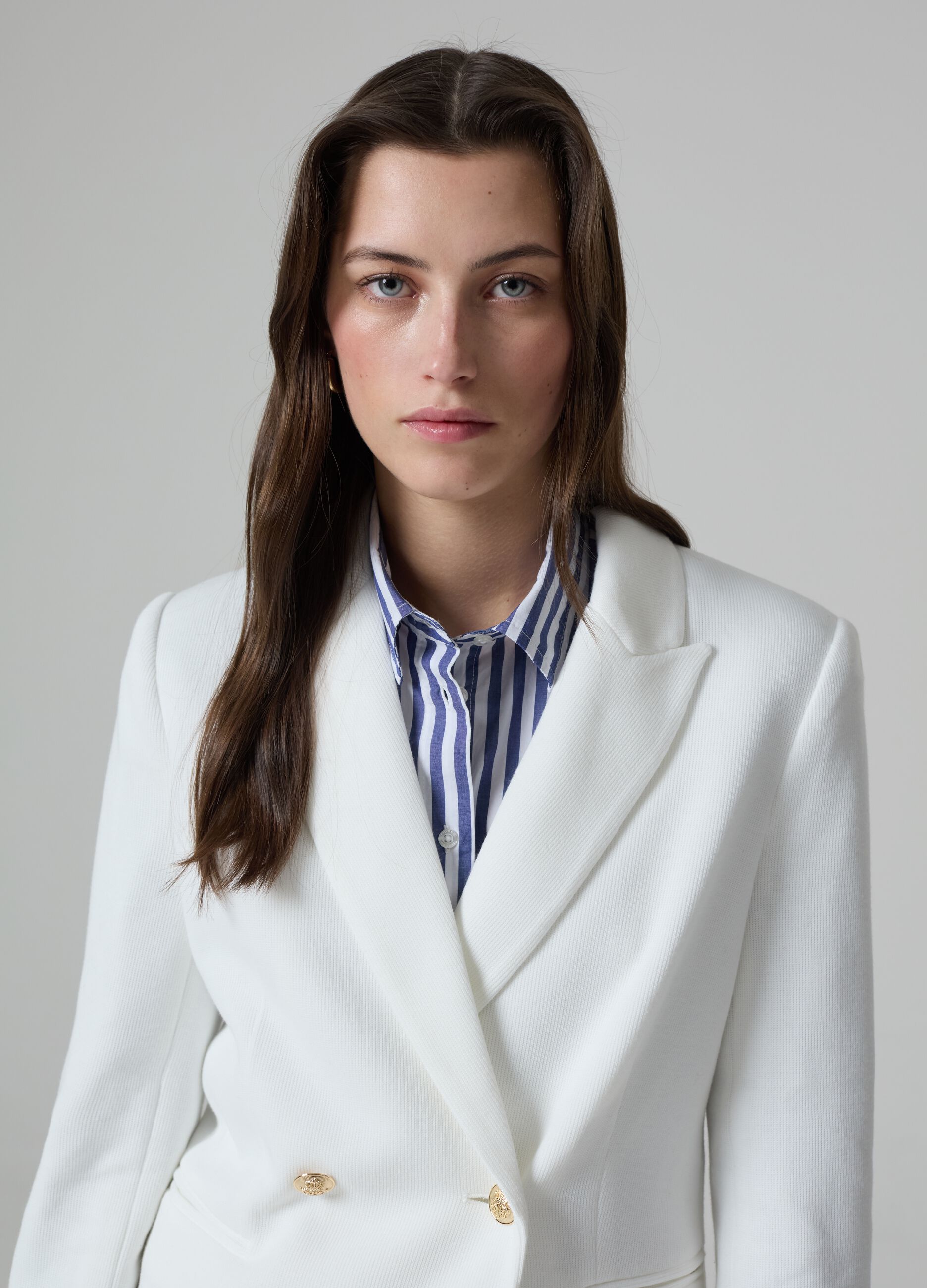 Blazer doppiopetto in maglia a costine