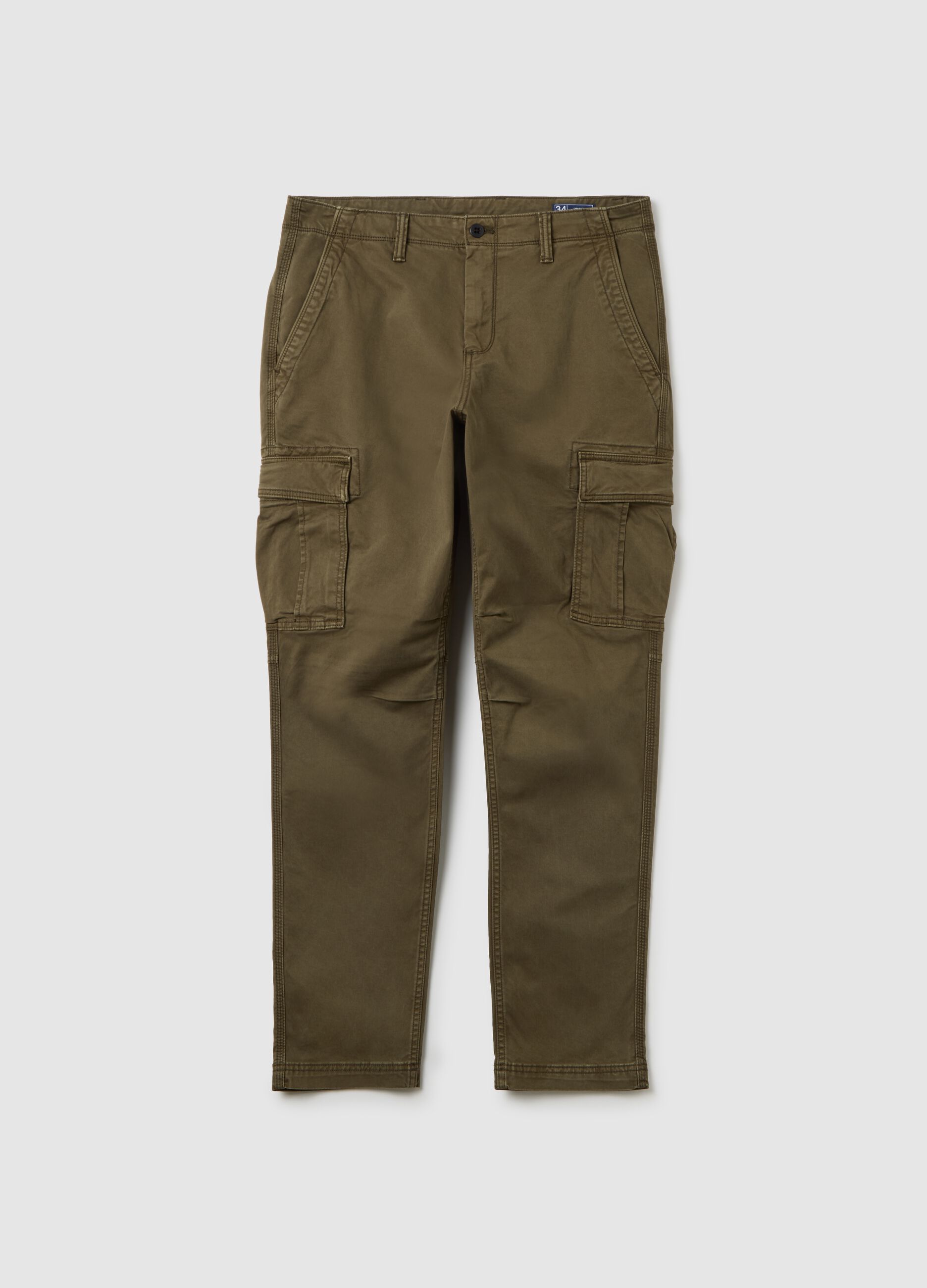 Stretch cotton cargo trousers