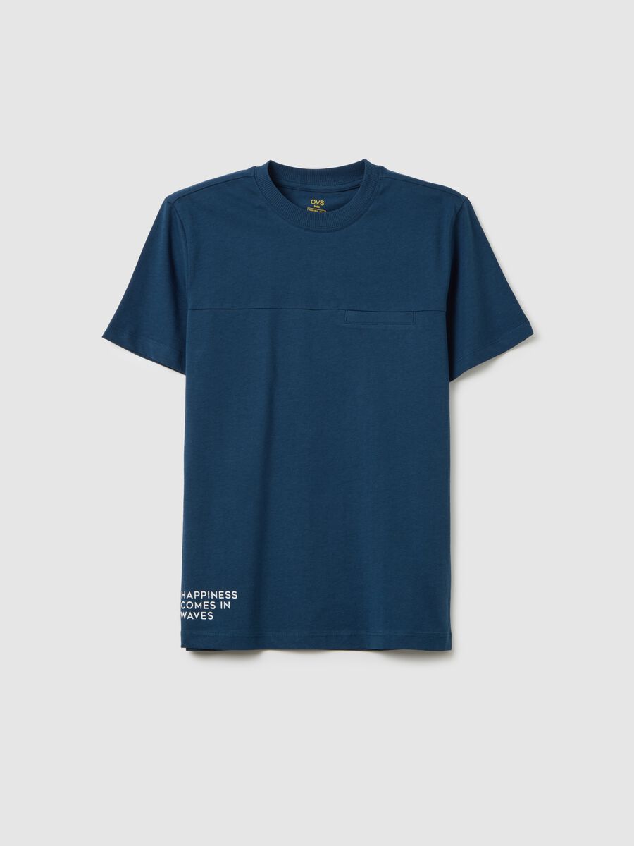 T-shirt da ragazzo in puro cotone blu regular fit_3