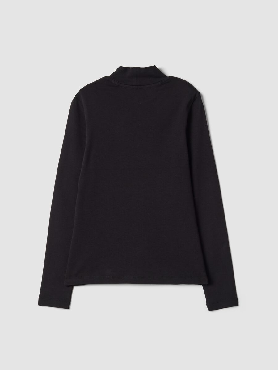 Black pure organic cotton top with high neck_4