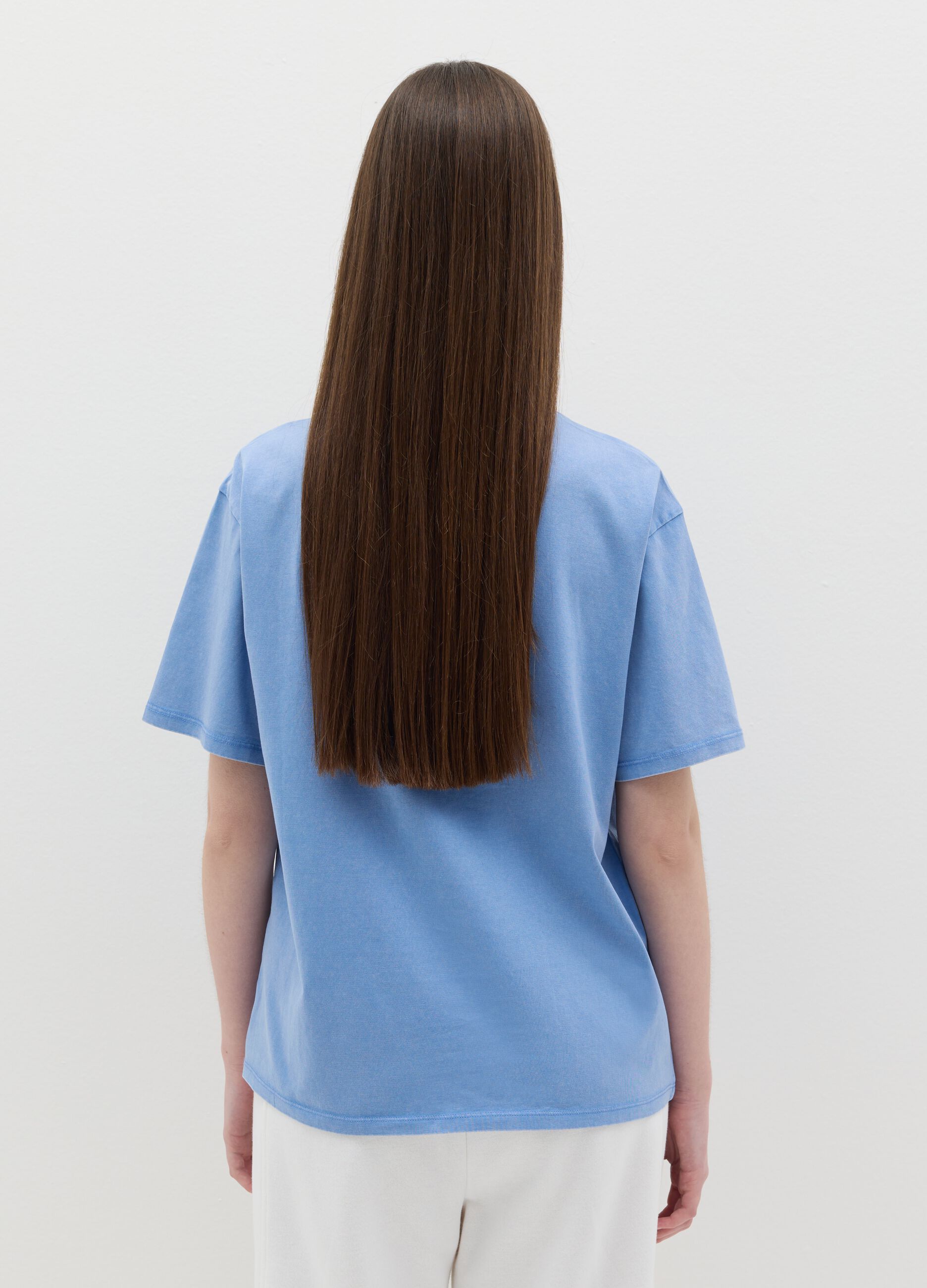 Light blue cotton T-shirt with city print