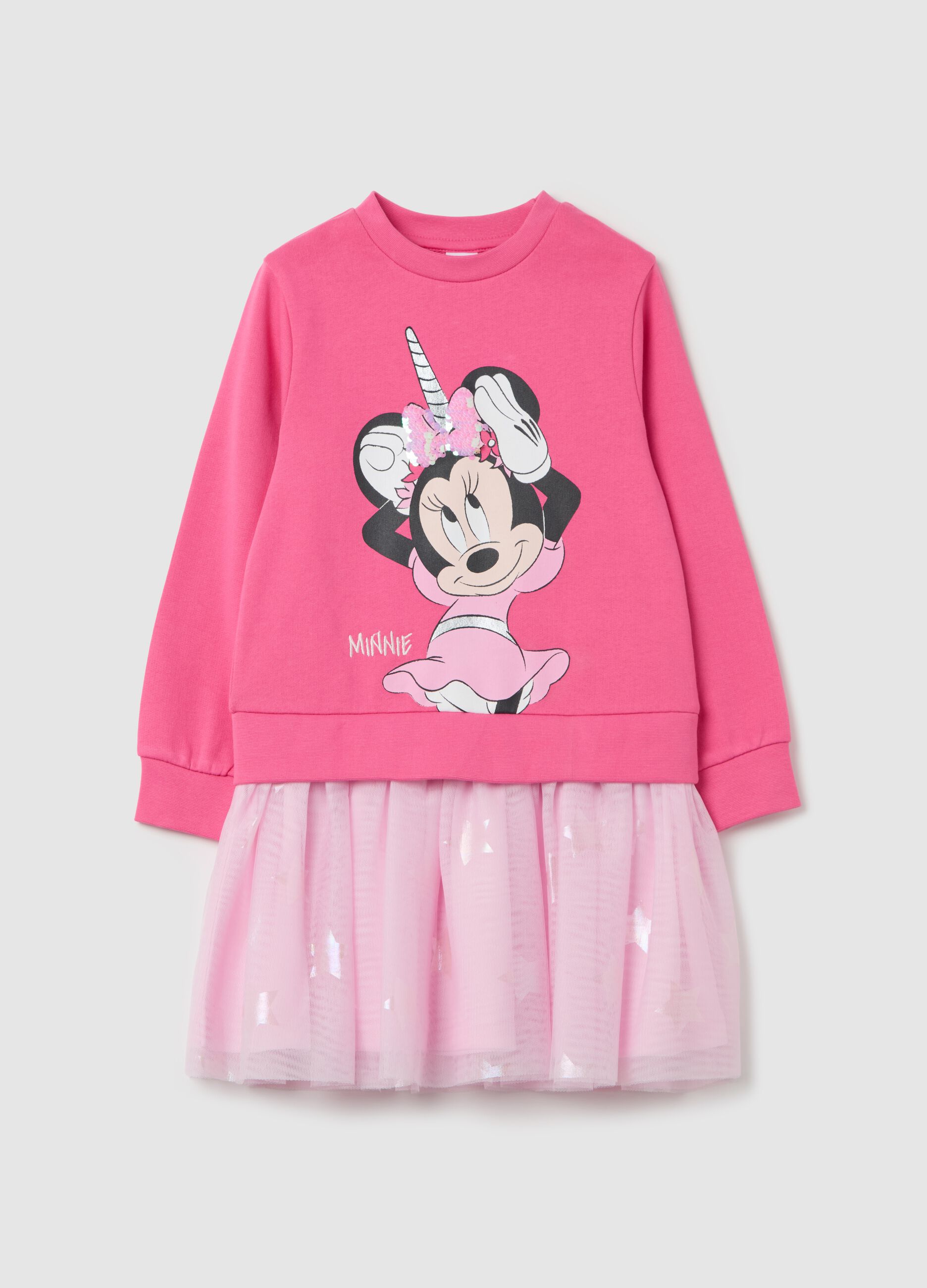 Dress with tulle skirt and Minnie Mouse print