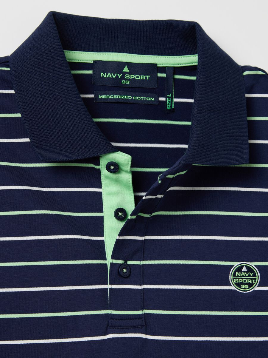 Blue striped polo shirt with short sleeves_5