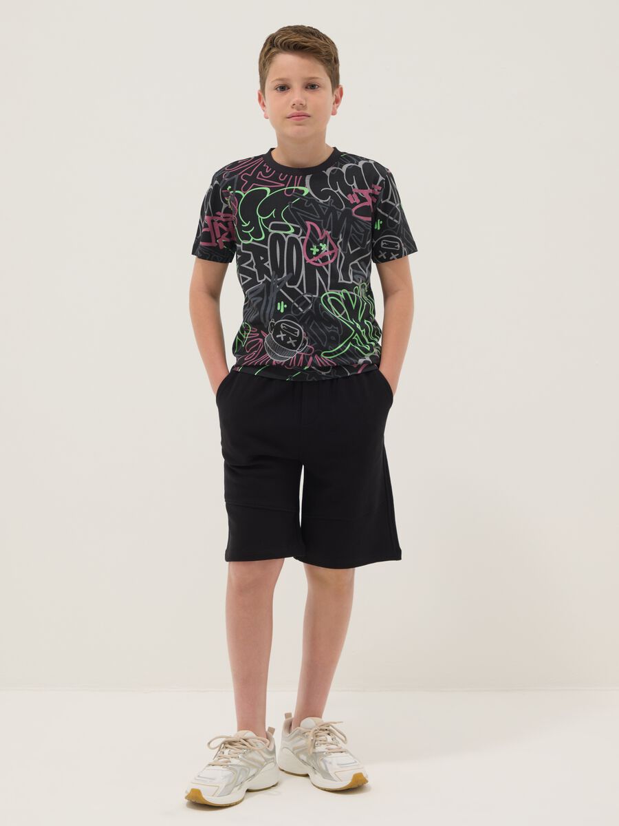 Boys' black 100% cotton comfort-fit shorts_0